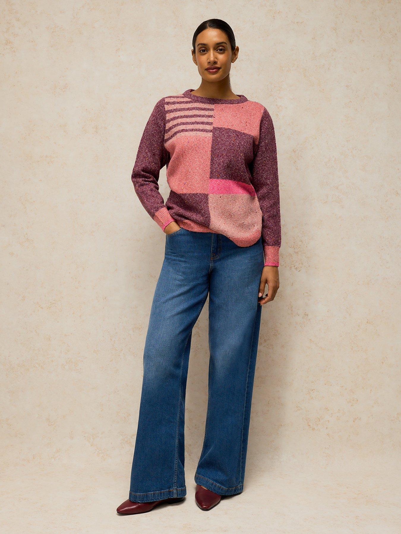 Image 3 of 5 of White Stuff Talia Colour Block Knitted Jumper - Purple