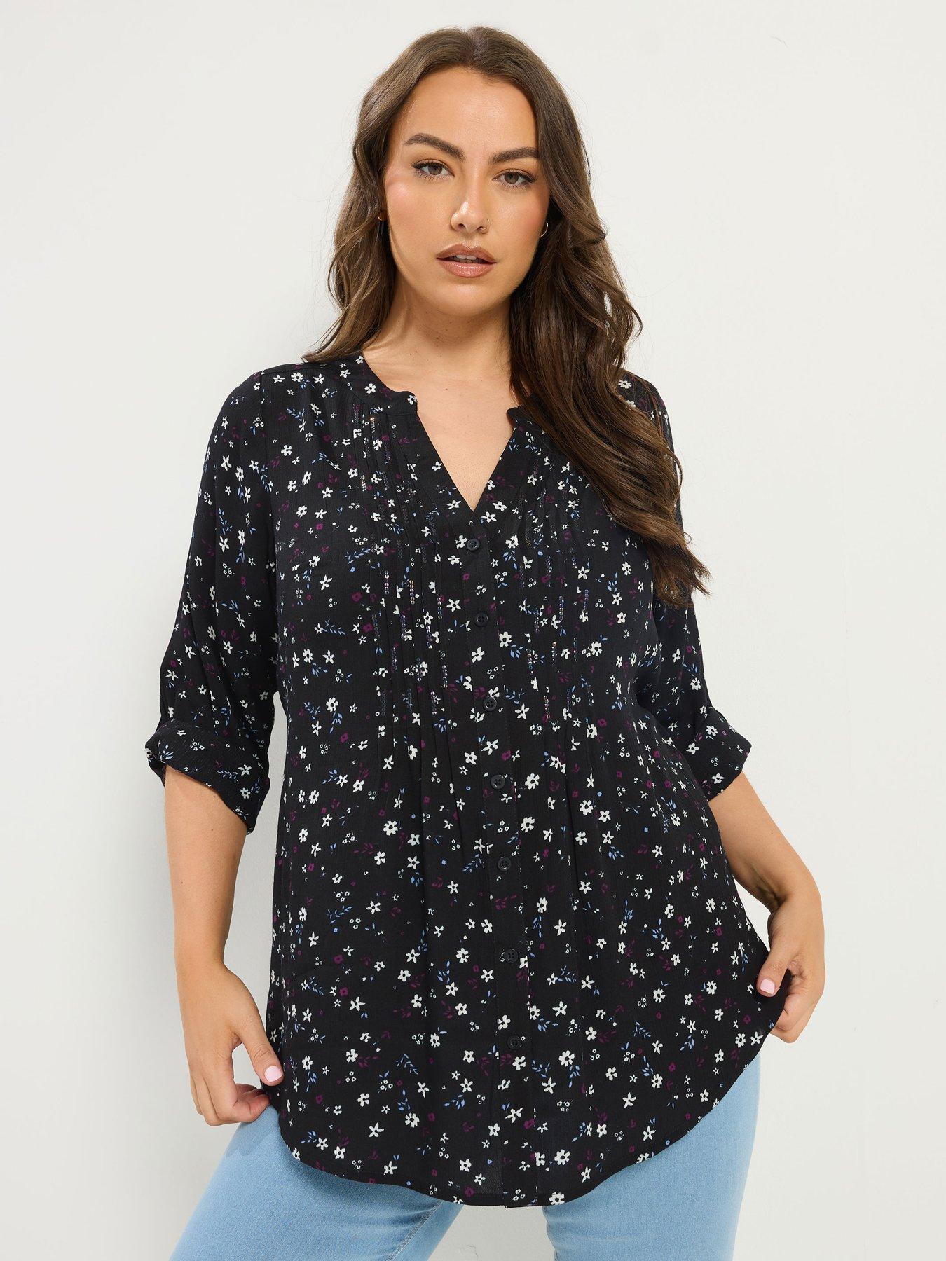 Yours Curve Sprig Pintuck - Black