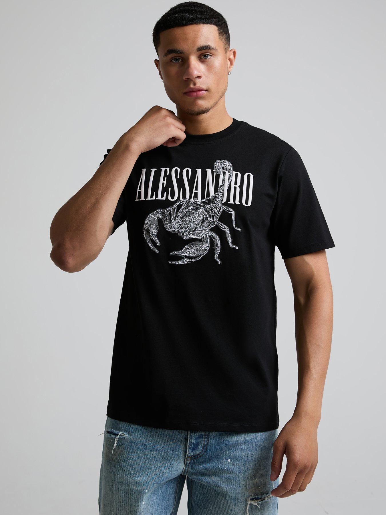 Image 1 of 5 of Alessandro Zavetti Mens Veleno Graphic Print Short Sleeve T-Shirt - Black