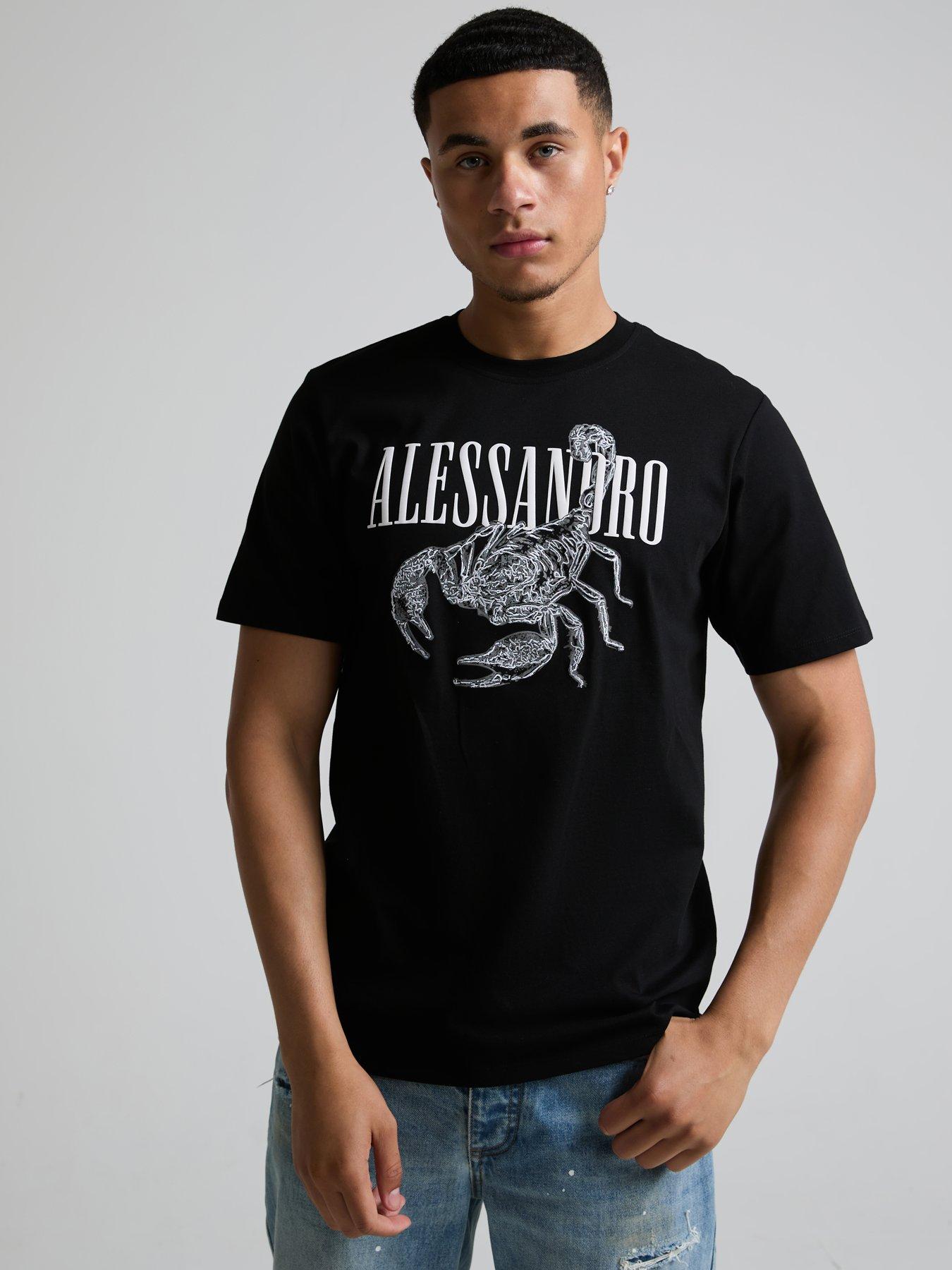 Image 5 of 5 of Alessandro Zavetti Mens Veleno Graphic Print Short Sleeve T-Shirt - Black