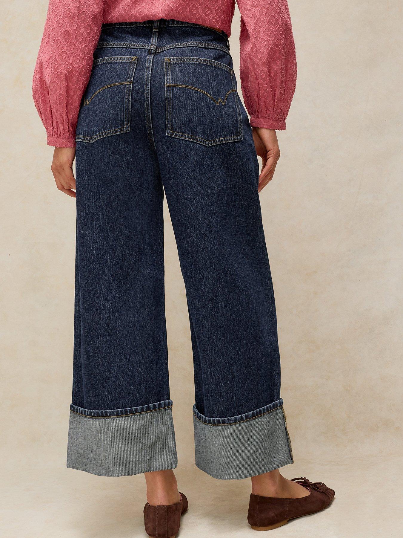Image 2 of 6 of White Stuff Bailey Straight Turn Up Jeans - Blue