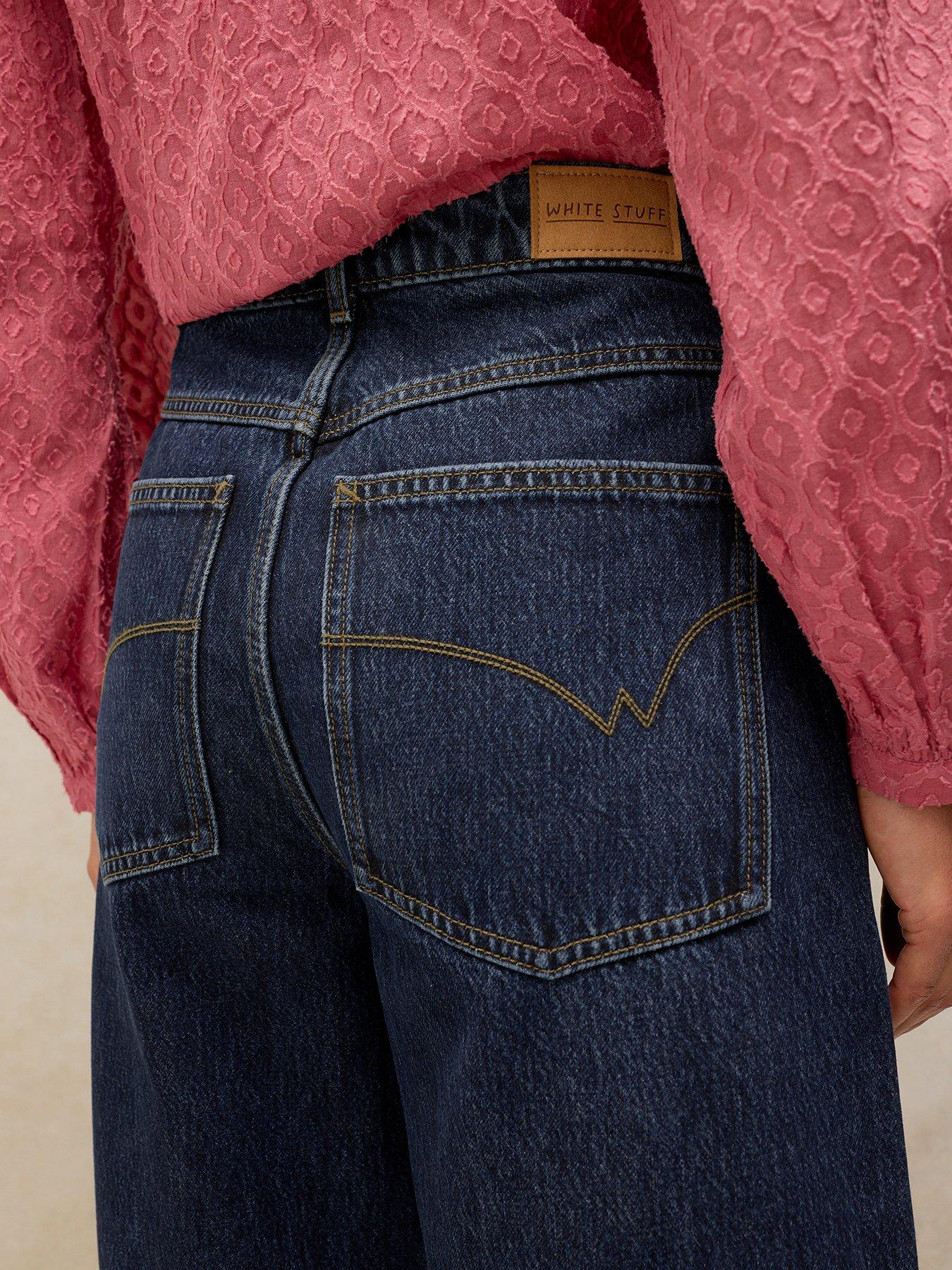 Image 4 of 6 of White Stuff Bailey Straight Turn Up Jeans - Blue