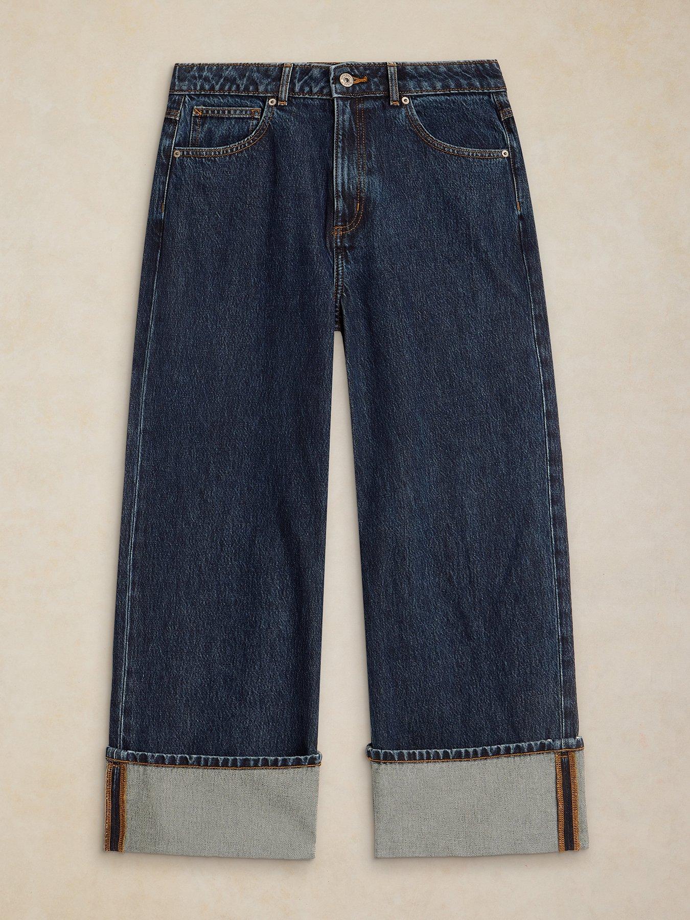 Image 5 of 6 of White Stuff Bailey Straight Turn Up Jeans - Blue