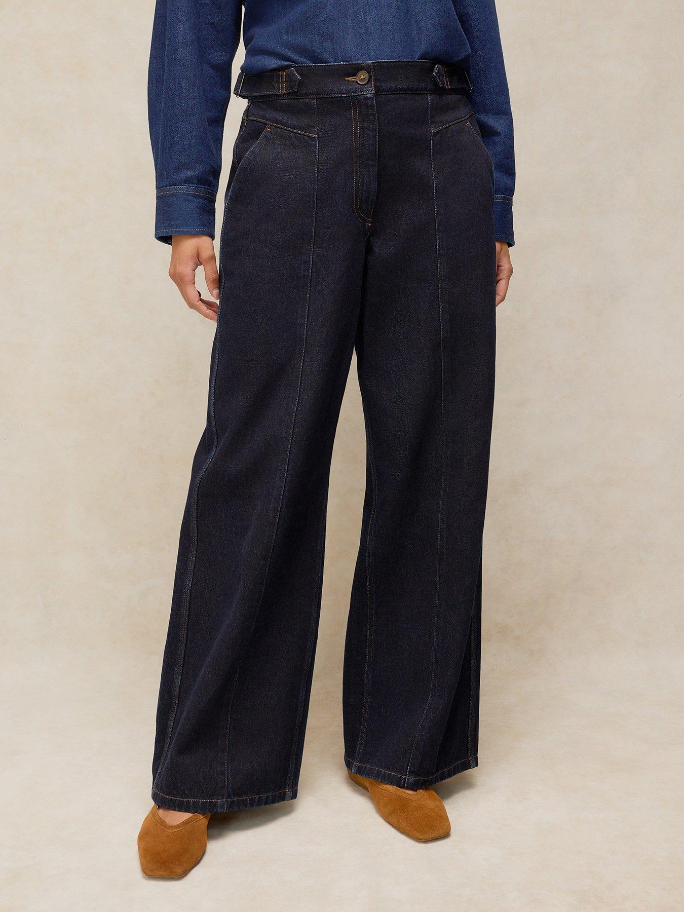 Image 1 of 6 of White Stuff Carmella Wide Leg Jeans - Blue