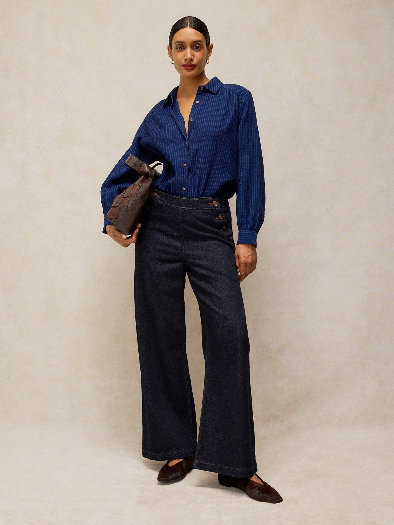 Image 3 of 6 of White Stuff Reese Button Detail Jeans - Blue