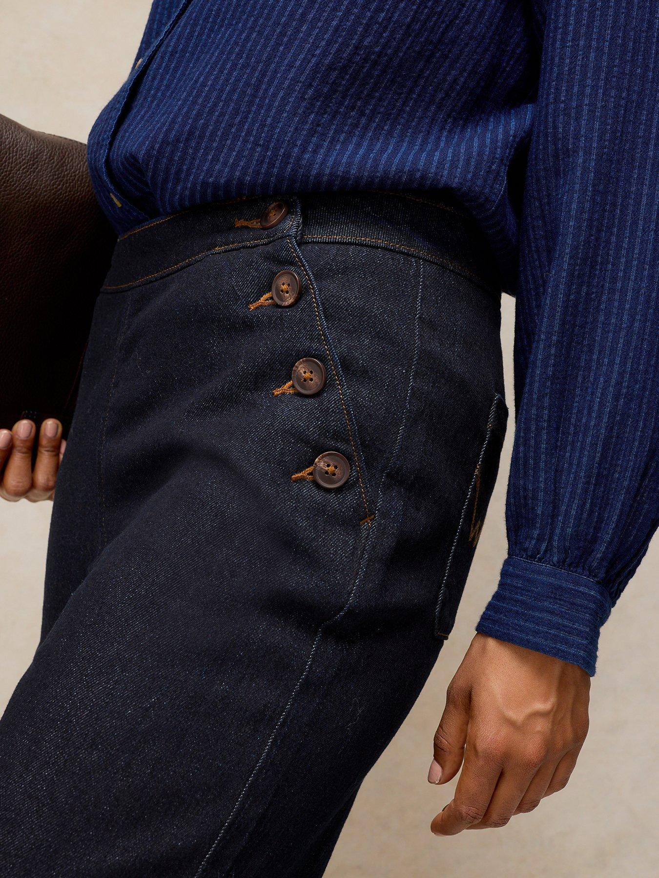 Image 4 of 6 of White Stuff Reese Button Detail Jeans - Blue