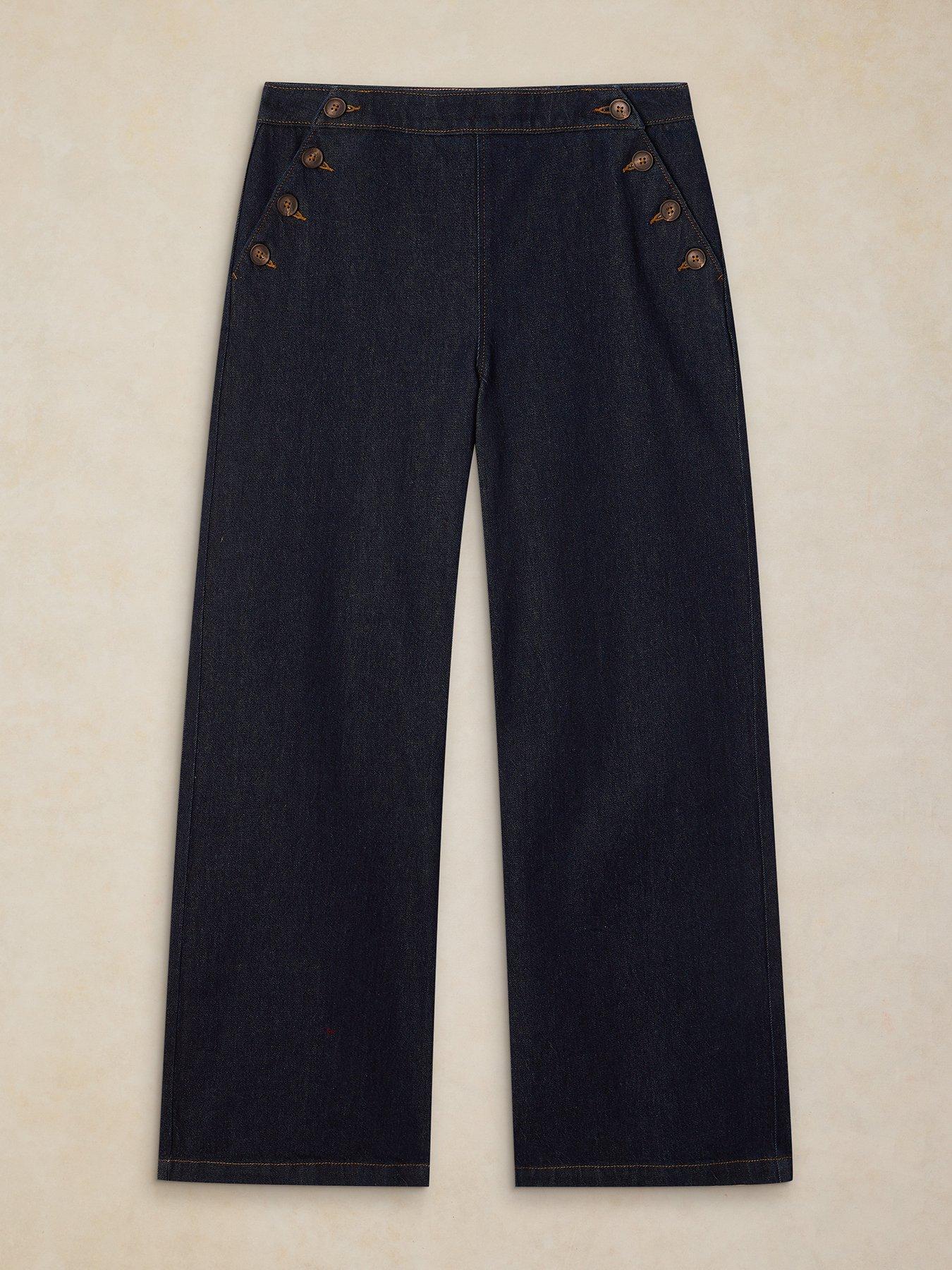 Image 5 of 6 of White Stuff Reese Button Detail Jeans - Blue