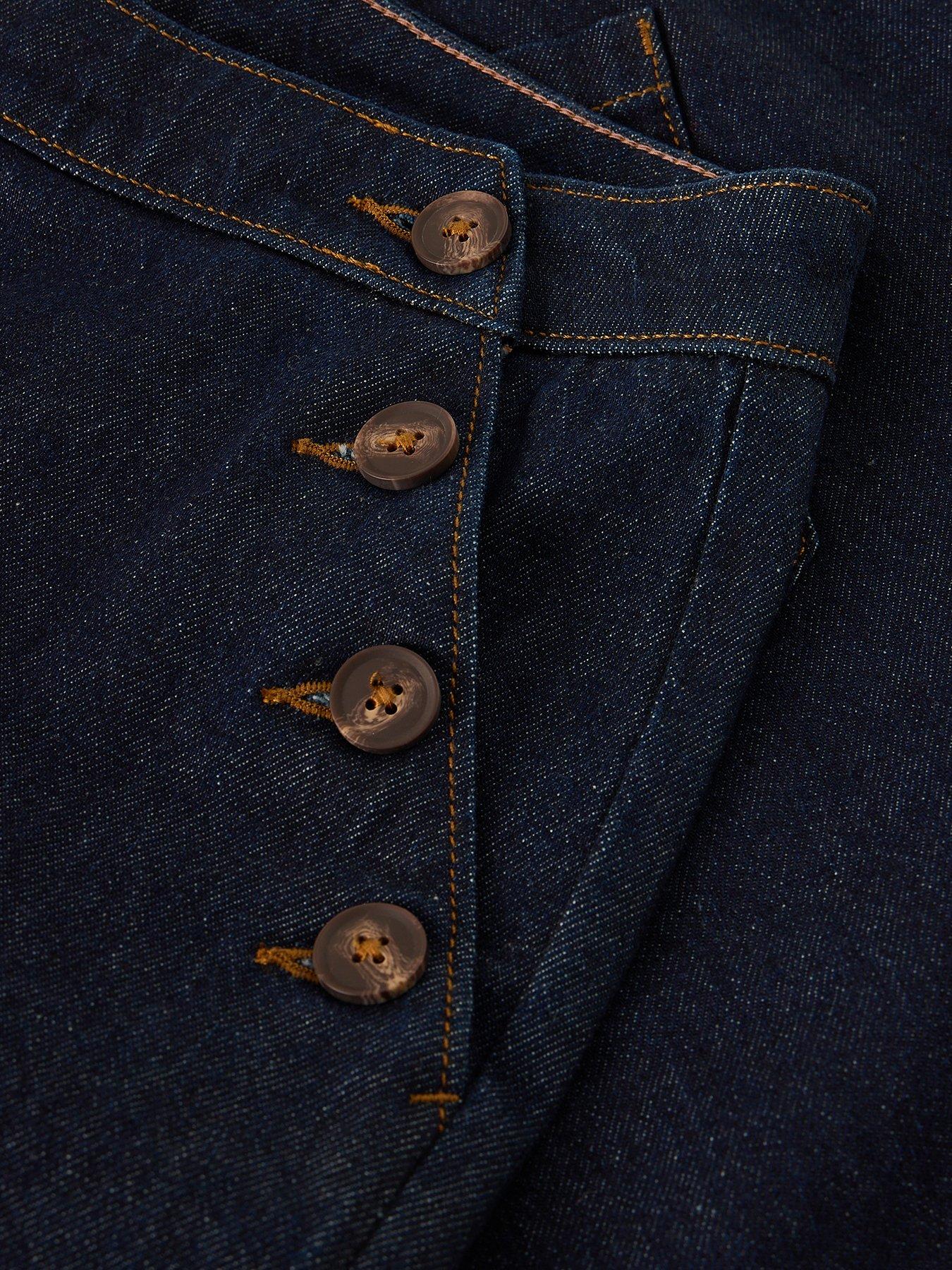 Image 6 of 6 of White Stuff Reese Button Detail Jeans - Blue