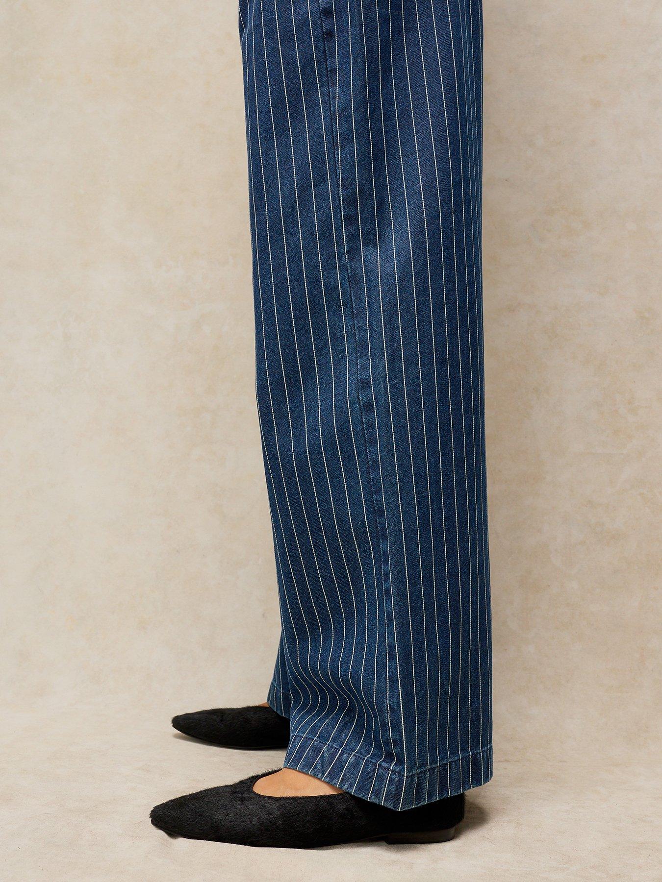 Image 4 of 5 of White Stuff Ayla Stripe Wide Leg Jeans - Blue