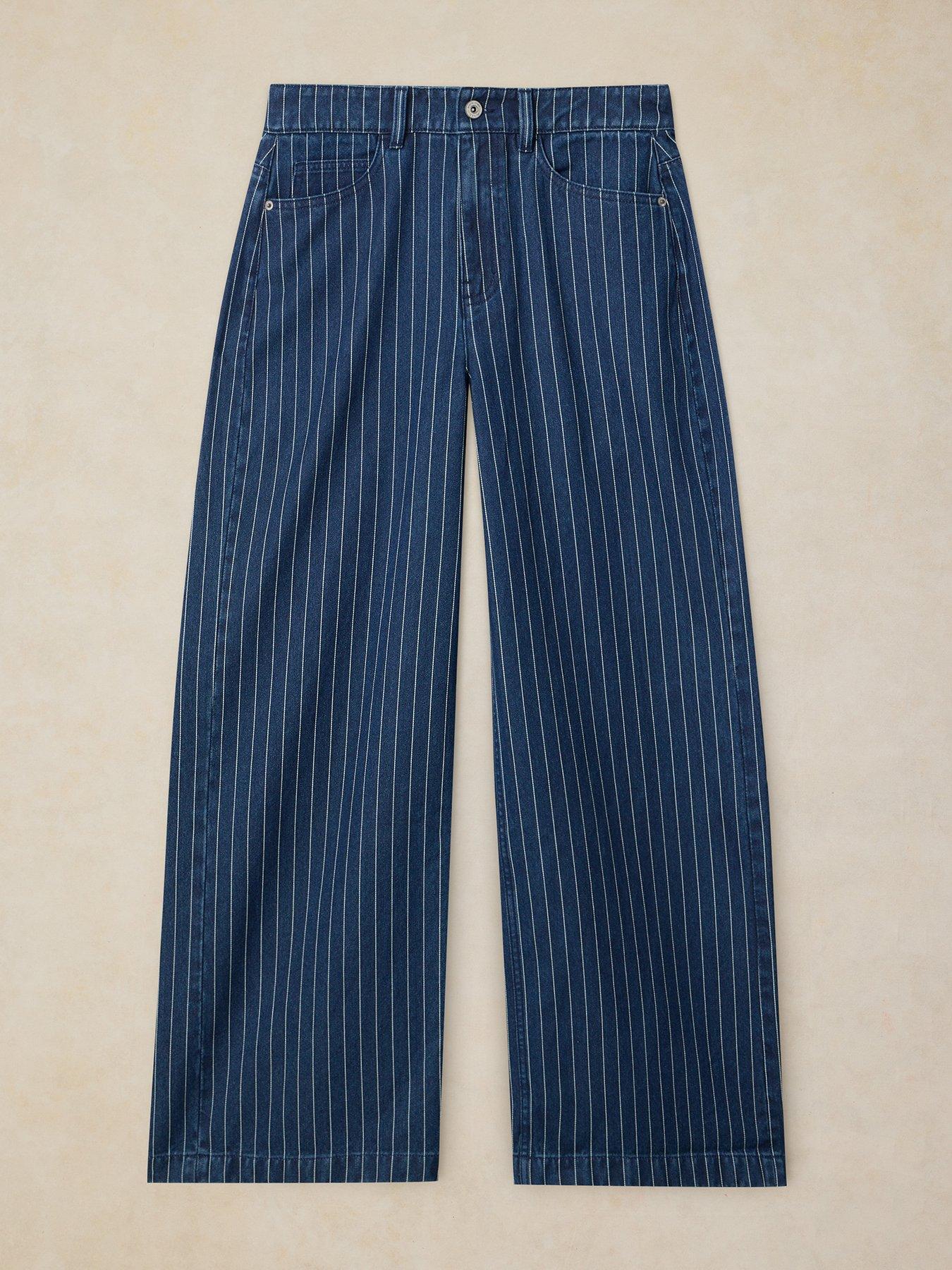 Image 5 of 5 of White Stuff Ayla Stripe Wide Leg Jeans - Blue
