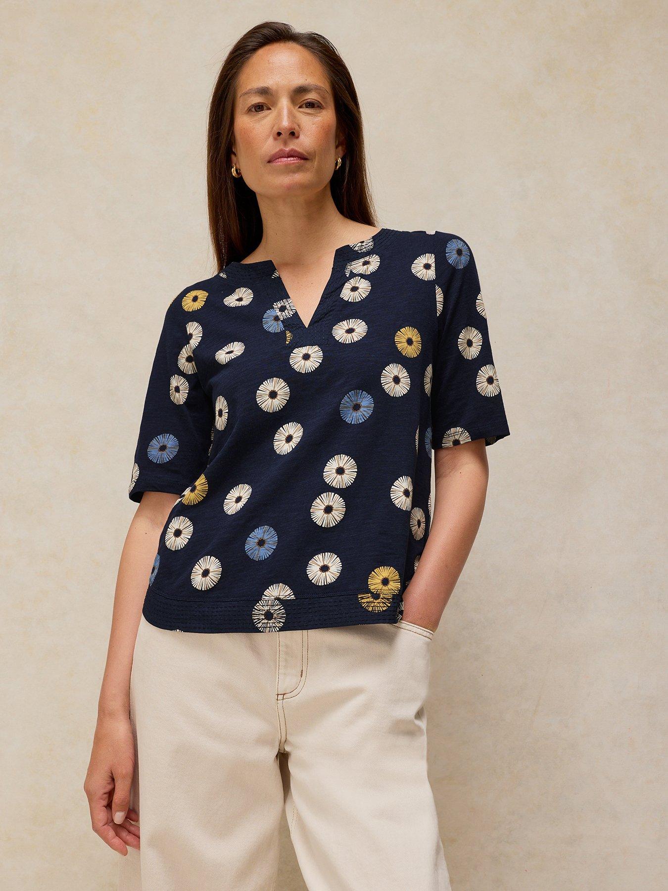 Image 1 of 6 of White Stuff Weaver Notch Neck Tee