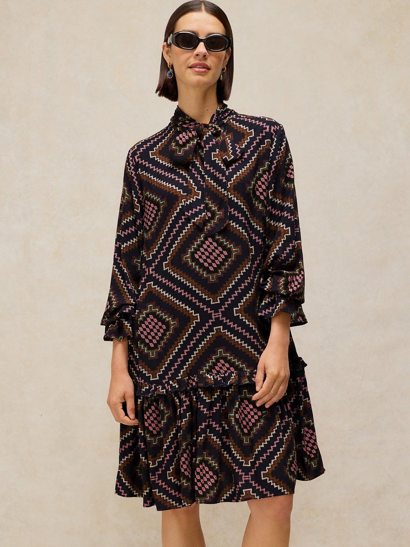 White Stuff Kalia Short Sleeve Midi Dress - Multi