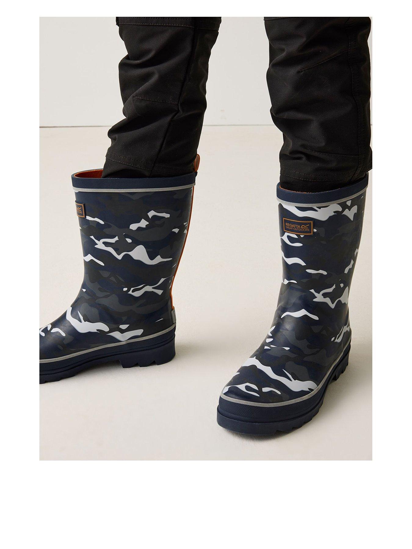 Regatta Kids Foxfire Jnr Wellies -black Camo / Persimmon