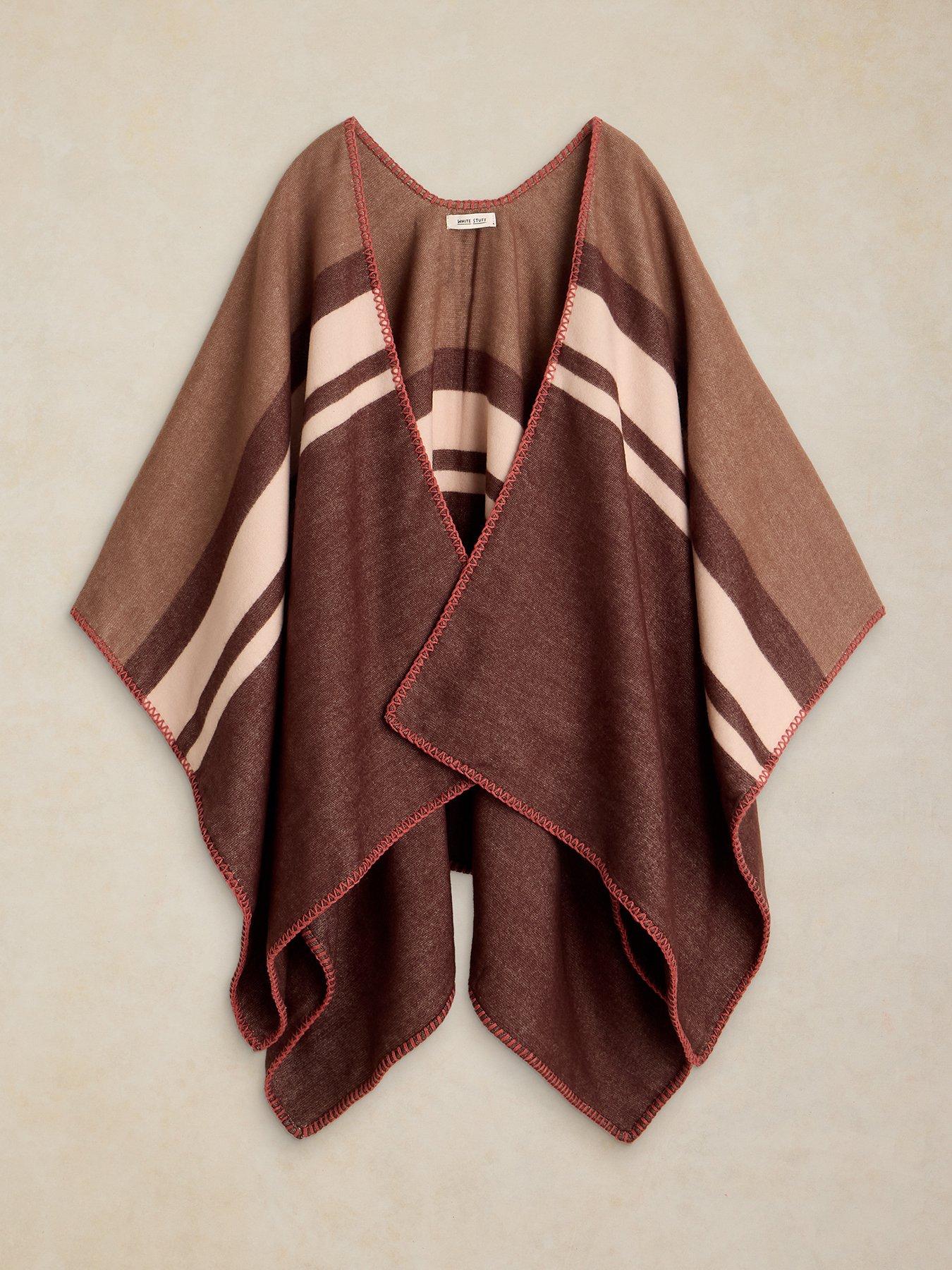 Image 5 of 6 of White Stuff Stripe Detail Poncho - Brown