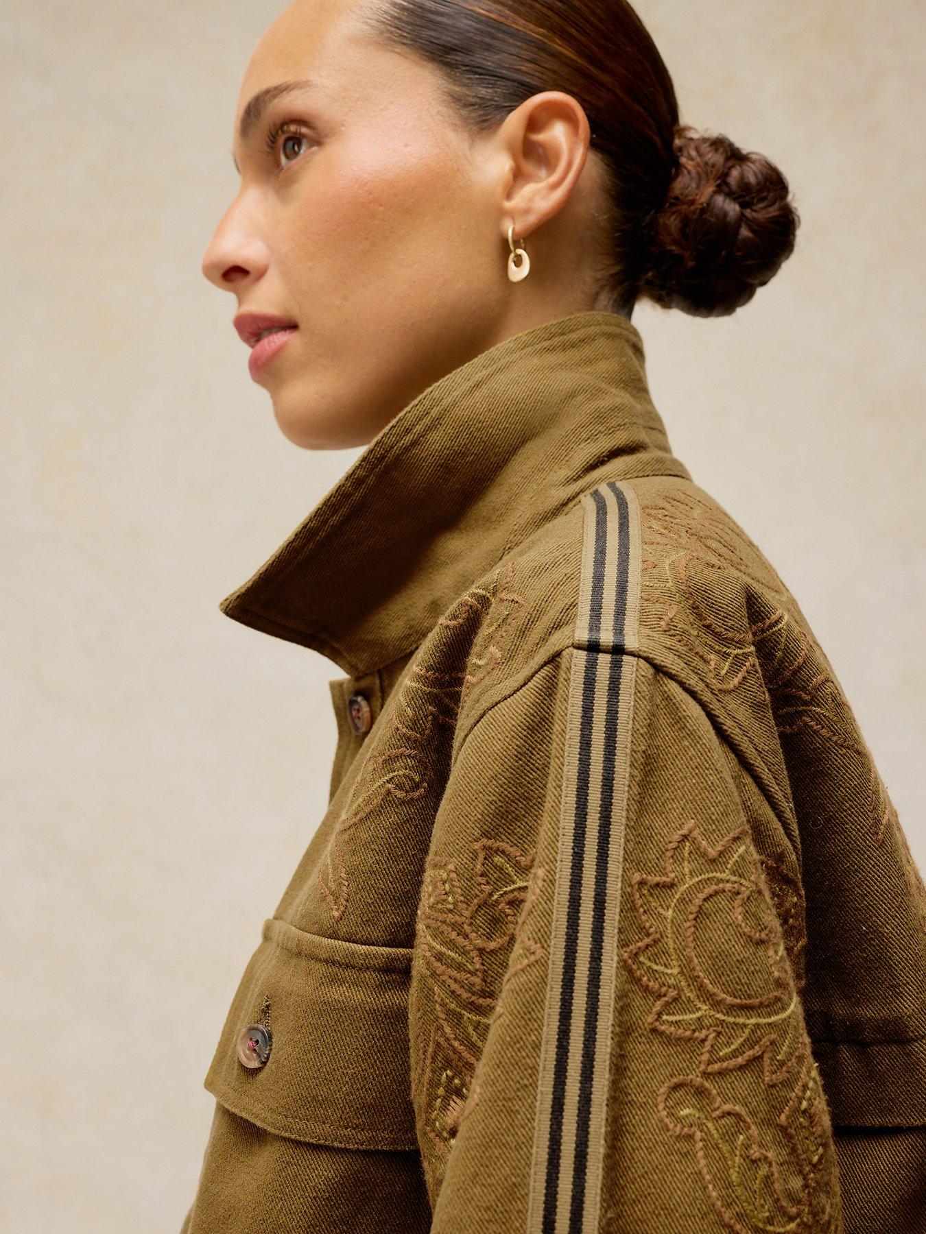 Image 4 of 6 of White Stuff Jade Embroidered Jacket - Green