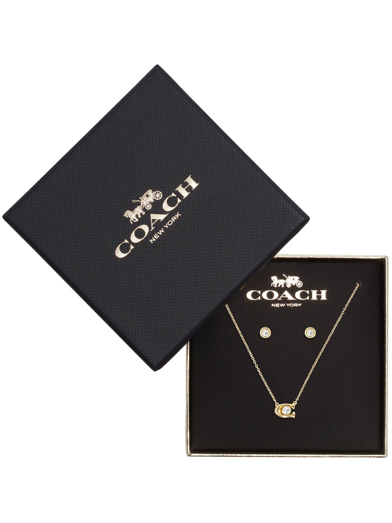 COACH Coach C Stone Earrings and Necklace Set - Crystal Gold