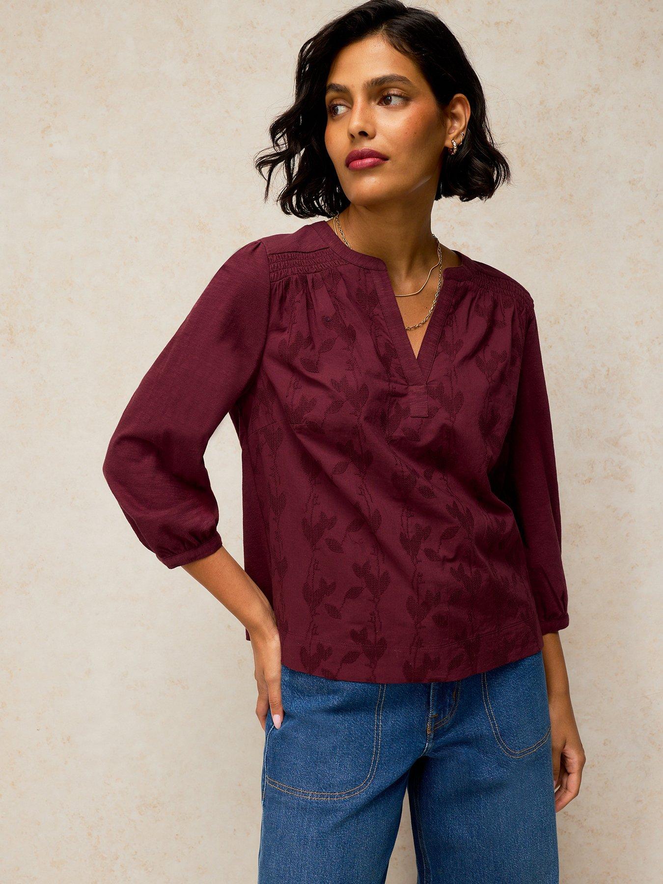 Image 1 of 5 of White Stuff Amelia Embroidered Top