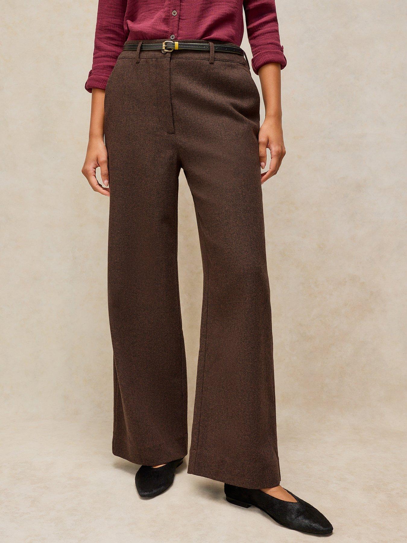 White Stuff Belle Tweedy Wide Leg Trouser - Brown