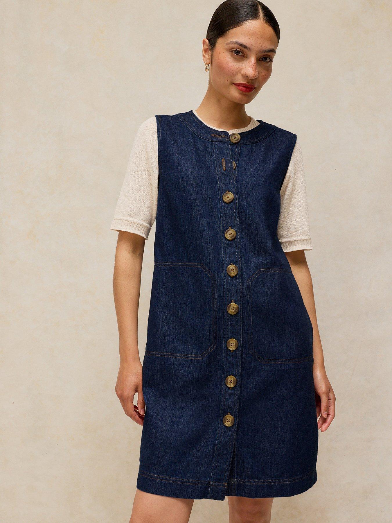 Image 1 of 6 of White Stuff Millie Denim Shift Dress - Blue