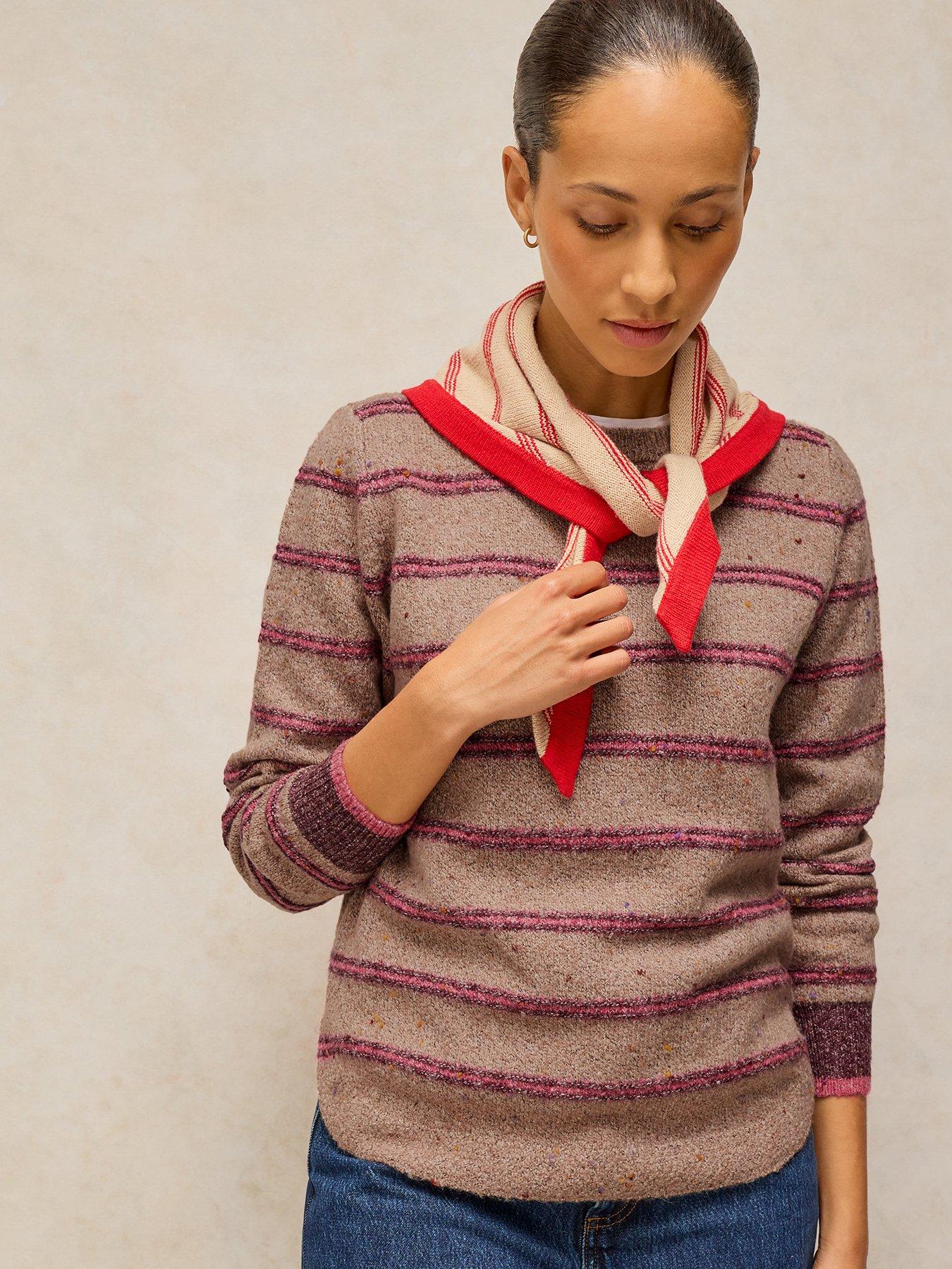 White Stuff Talia Nep Stripe Knit Jumper - Red