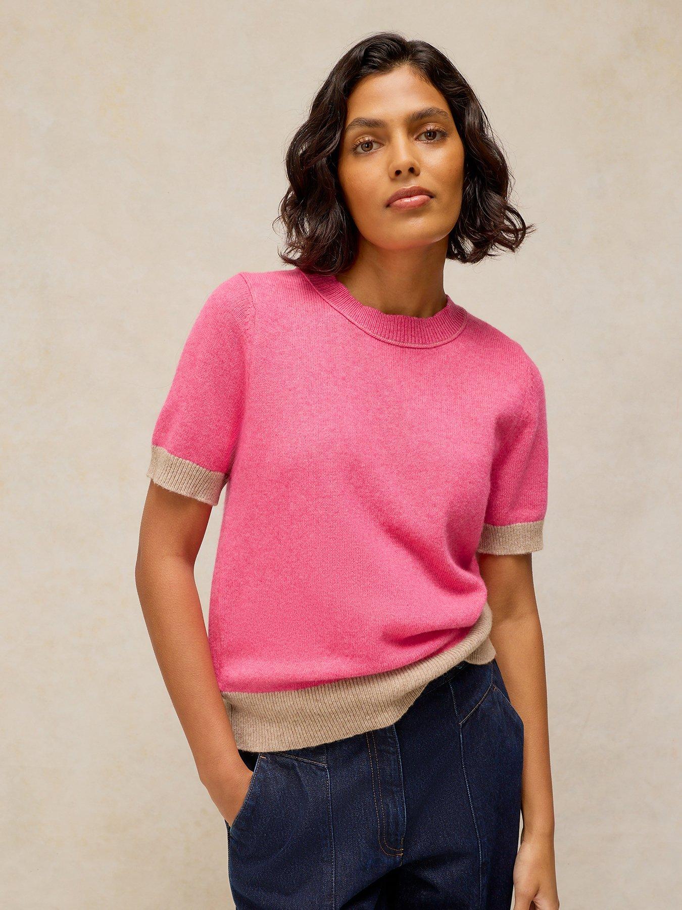 Image 1 of 6 of White Stuff Sansa Knitted T-Shirt - Pink