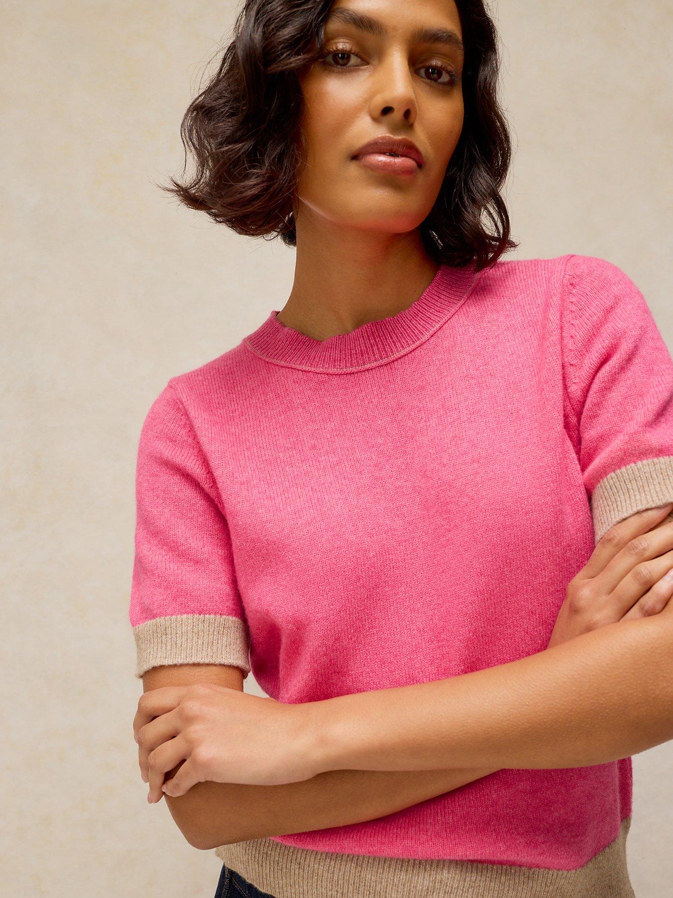 Image 4 of 6 of White Stuff Sansa Knitted T-Shirt - Pink