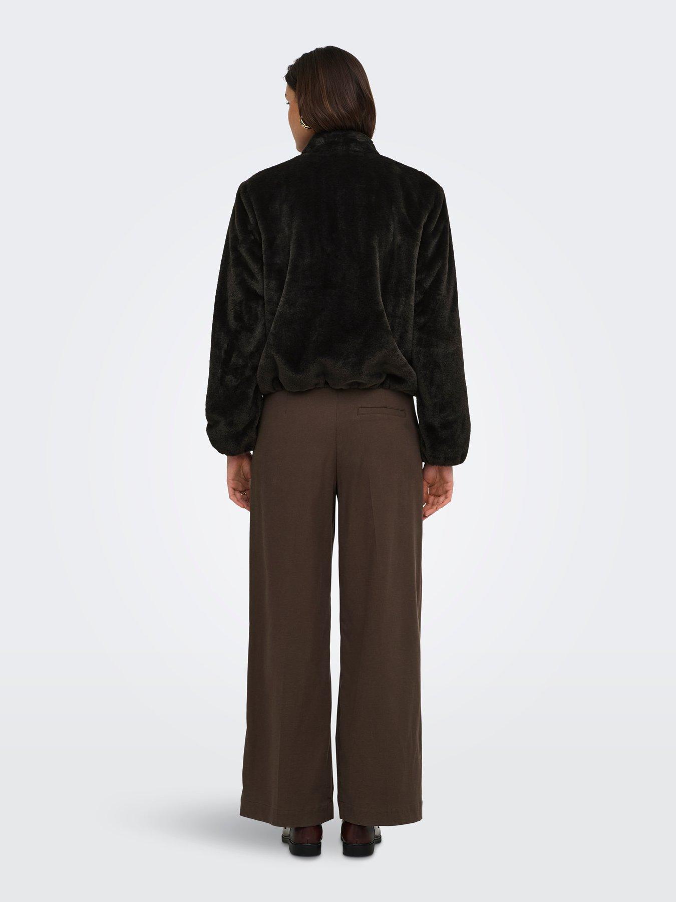 Image 2 of 7 of JDY Womens Macy Faux Fur Balloon Sleeve Jacket - Brown