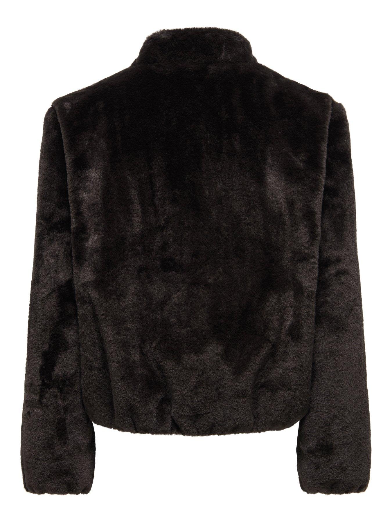 Image 7 of 7 of JDY Womens Macy Faux Fur Balloon Sleeve Jacket - Brown