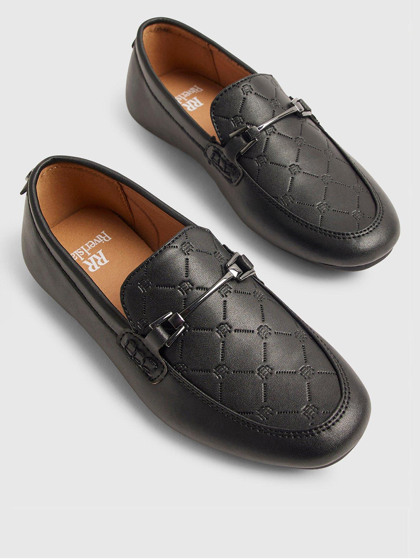 River Island Boys Embossed Snaffle Shoes - Black