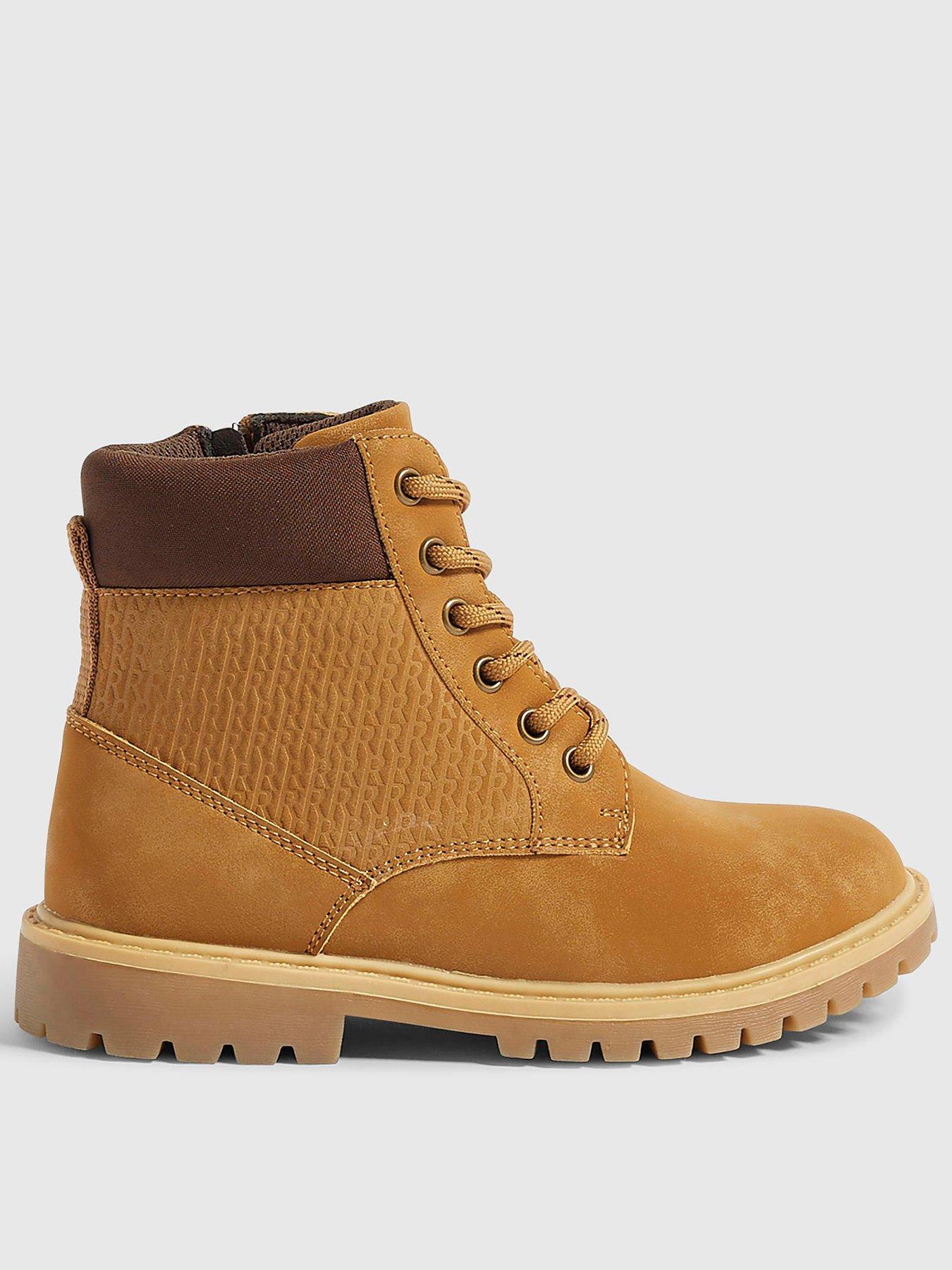 Image 1 of 6 of River Island Boys Lace Up Worker Boots - Brown