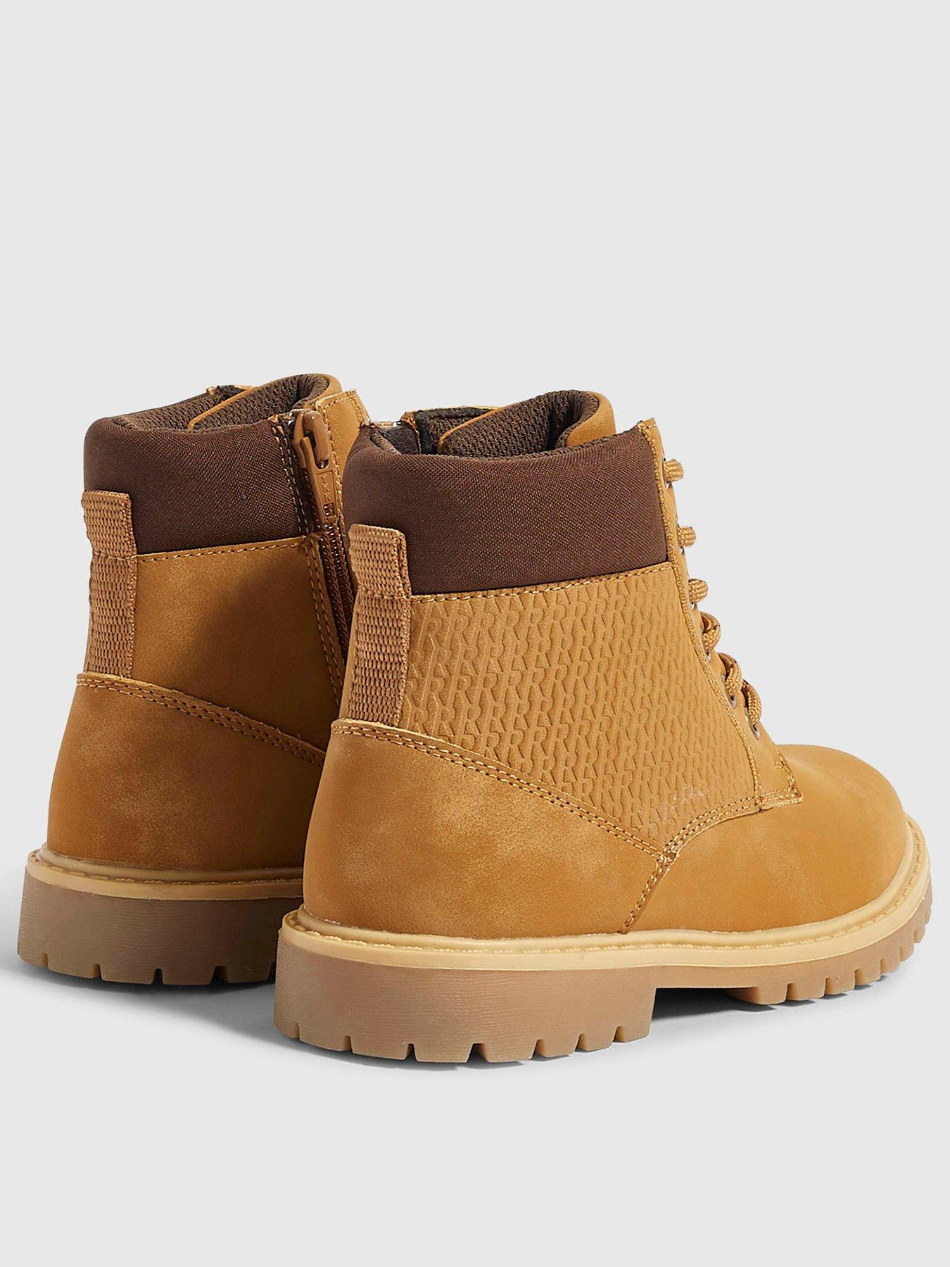 Image 3 of 6 of River Island Boys Lace Up Worker Boots - Brown