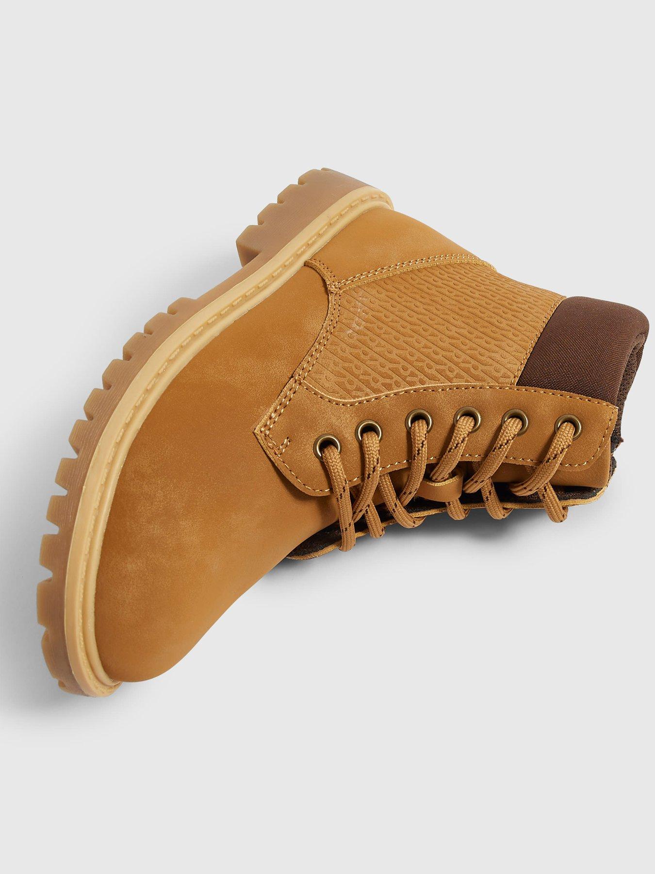 Image 6 of 6 of River Island Boys Lace Up Worker Boots - Brown