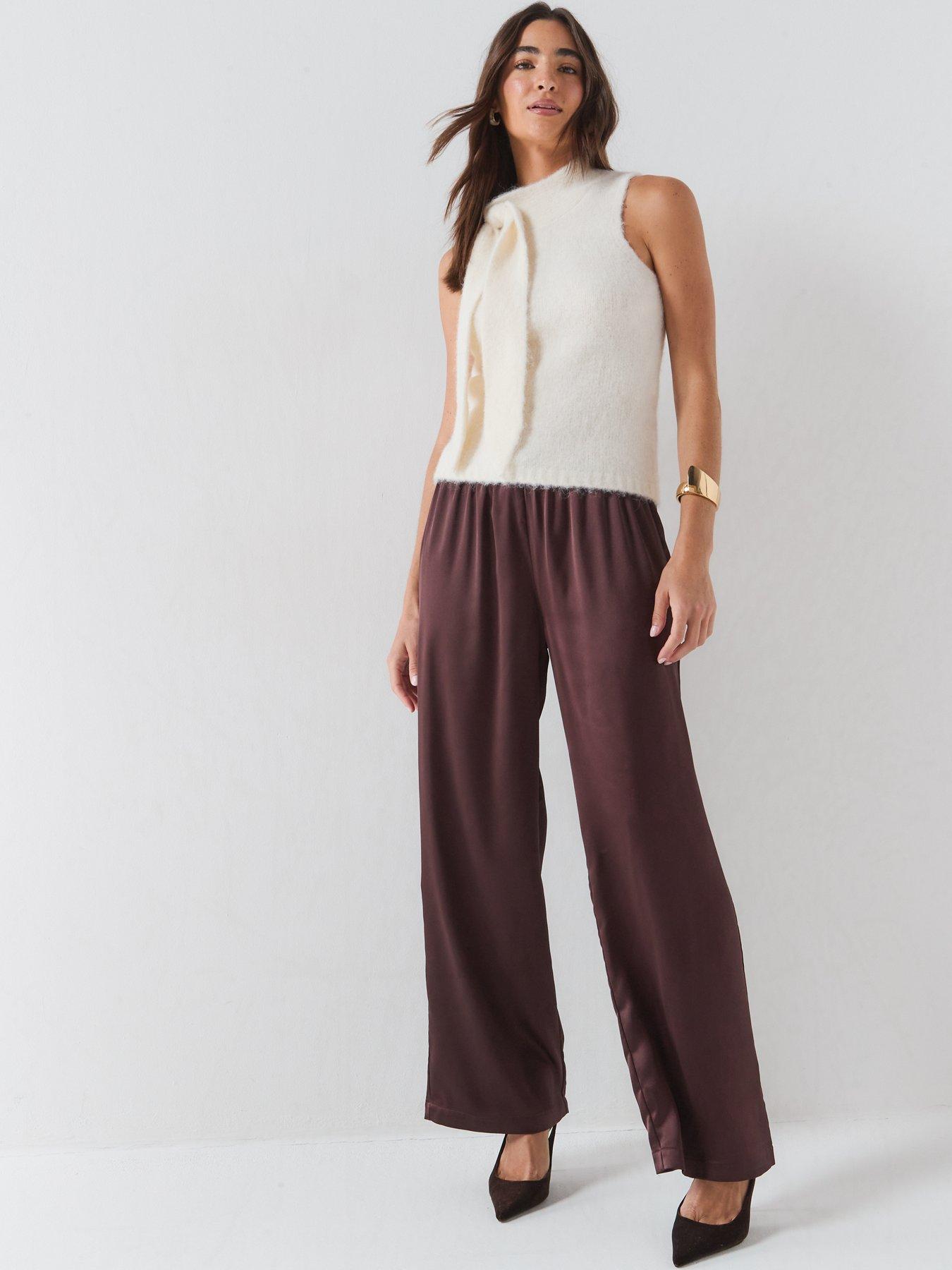 Image 3 of 6 of Vero Moda Womens Venezia Tie Detail Sleeveless Knitted Top - Beige