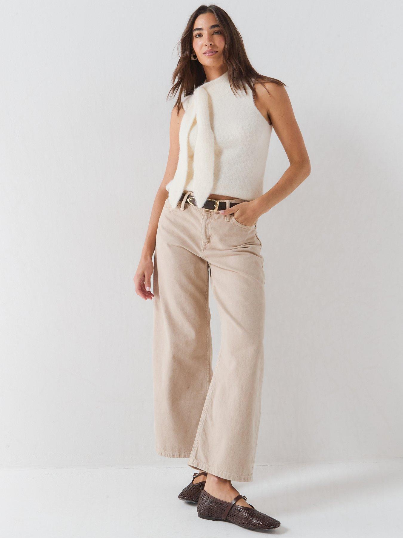 Image 6 of 6 of Vero Moda Womens Venezia Tie Detail Sleeveless Knitted Top - Beige