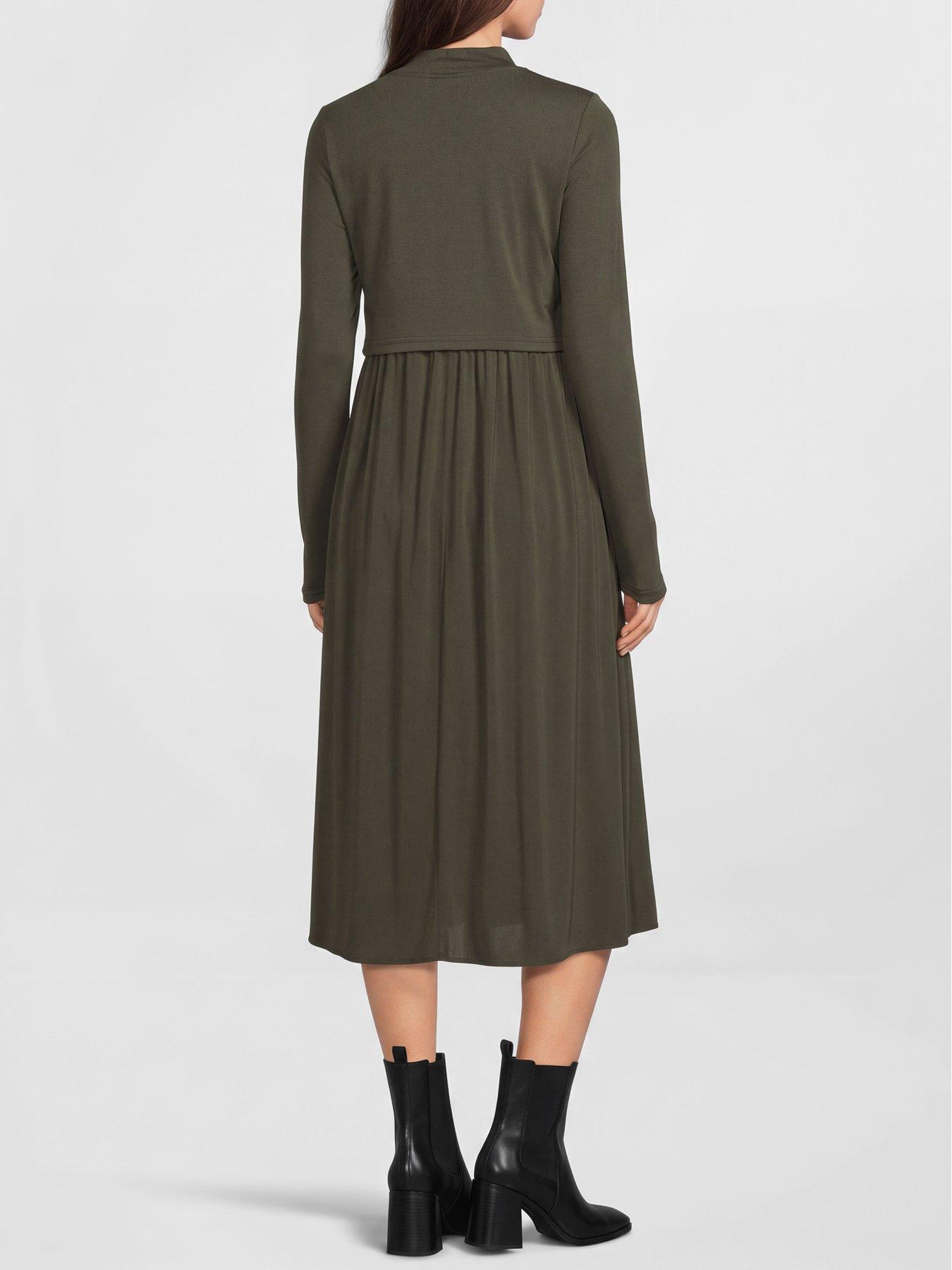 Image 2 of 5 of Mamalicious Womens Mlcathy Long Sleeve Midi Dress - Green