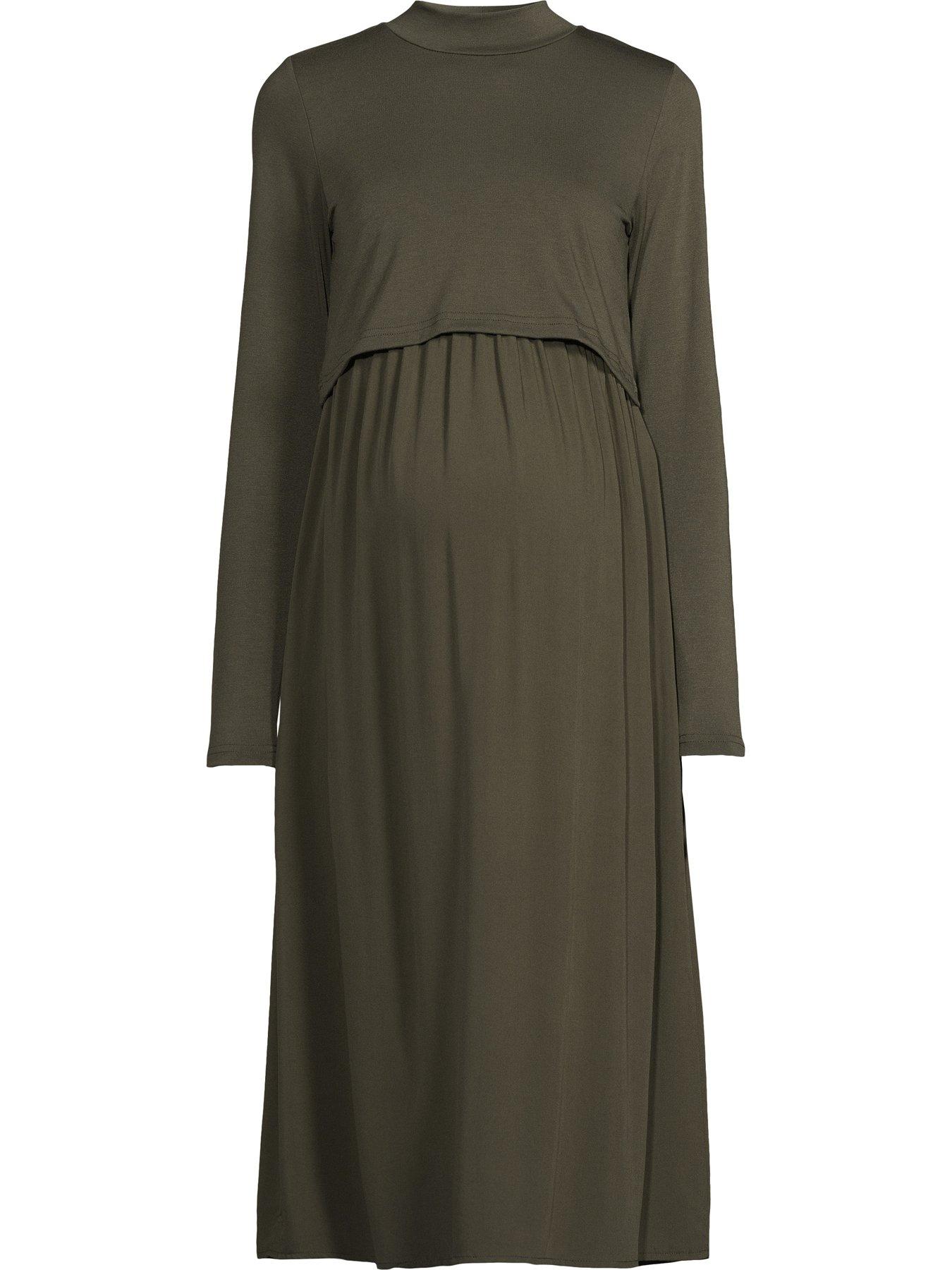 Image 5 of 5 of Mamalicious Womens Mlcathy Long Sleeve Midi Dress - Green