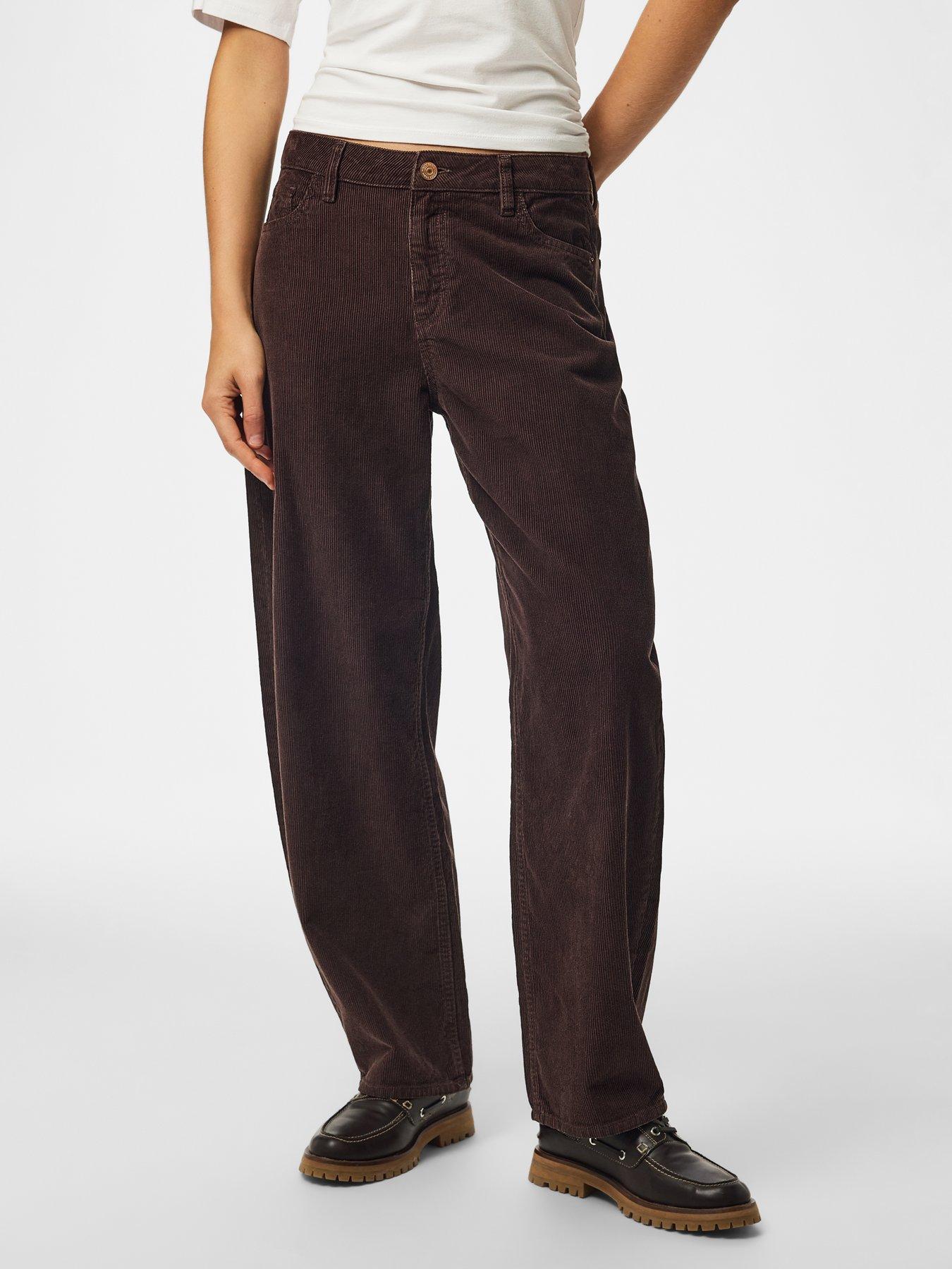 Image 1 of 6 of PIECES Aia Barrel Leg Corduroy Trousers