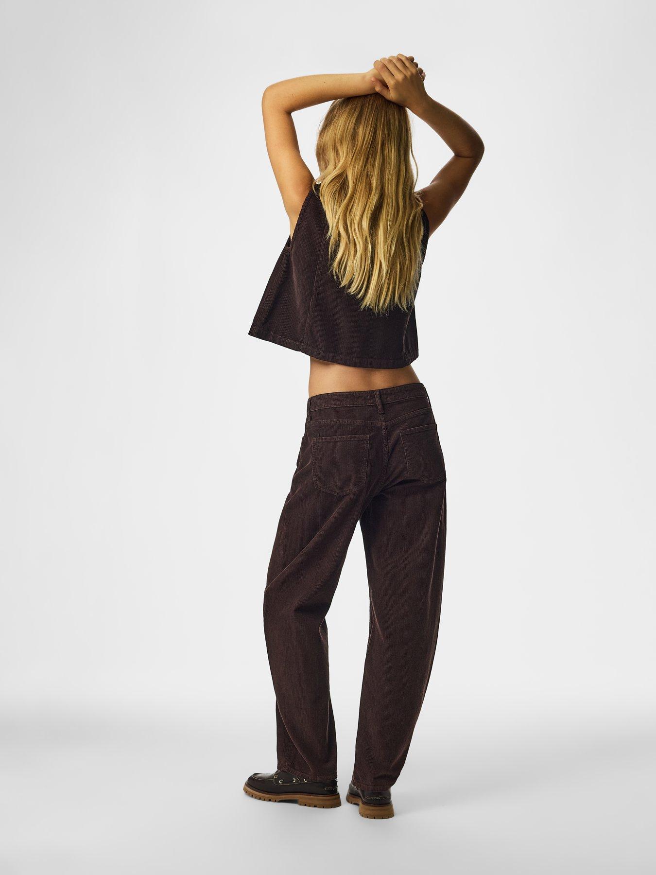 Image 2 of 6 of PIECES Aia Barrel Leg Corduroy Trousers