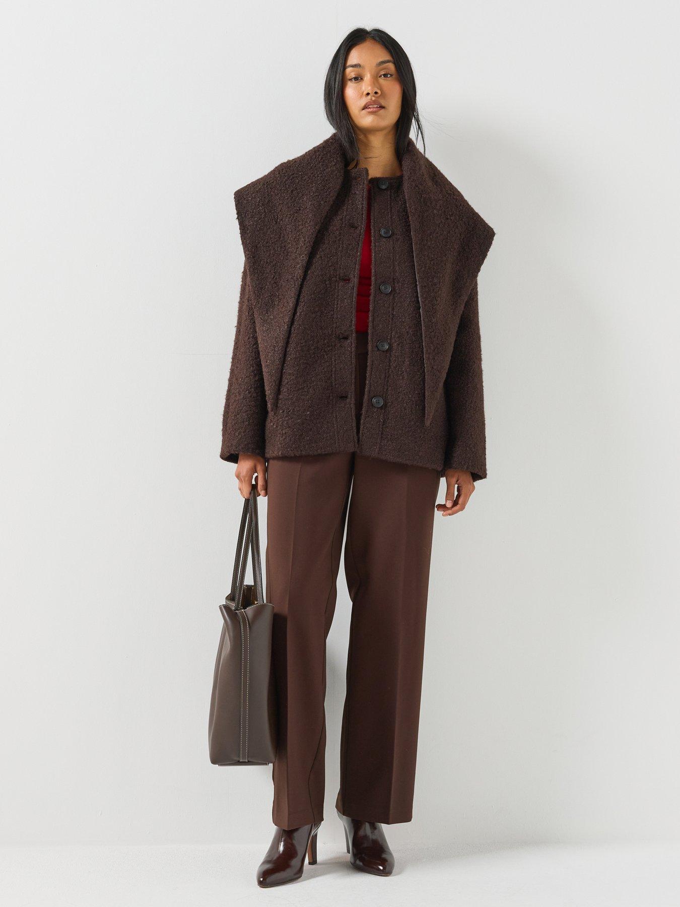 Image 3 of 6 of Vero Moda Womens Vmcarrie Scarf Collar Button Through Jacket - Brown