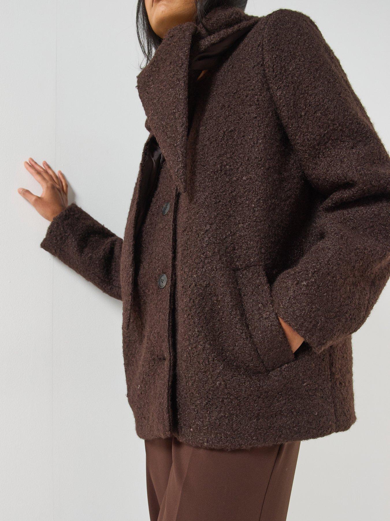 Image 4 of 6 of Vero Moda Womens Vmcarrie Scarf Collar Button Through Jacket - Brown