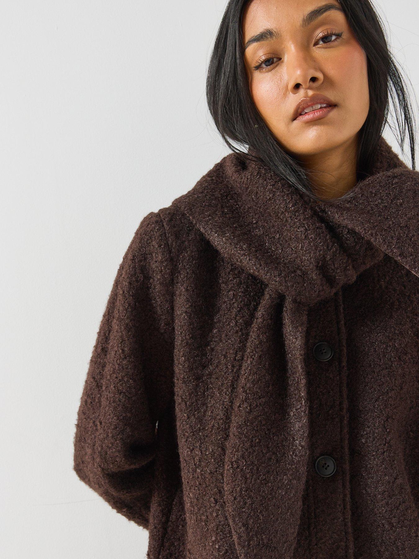 Image 6 of 6 of Vero Moda Womens Vmcarrie Scarf Collar Button Through Jacket - Brown