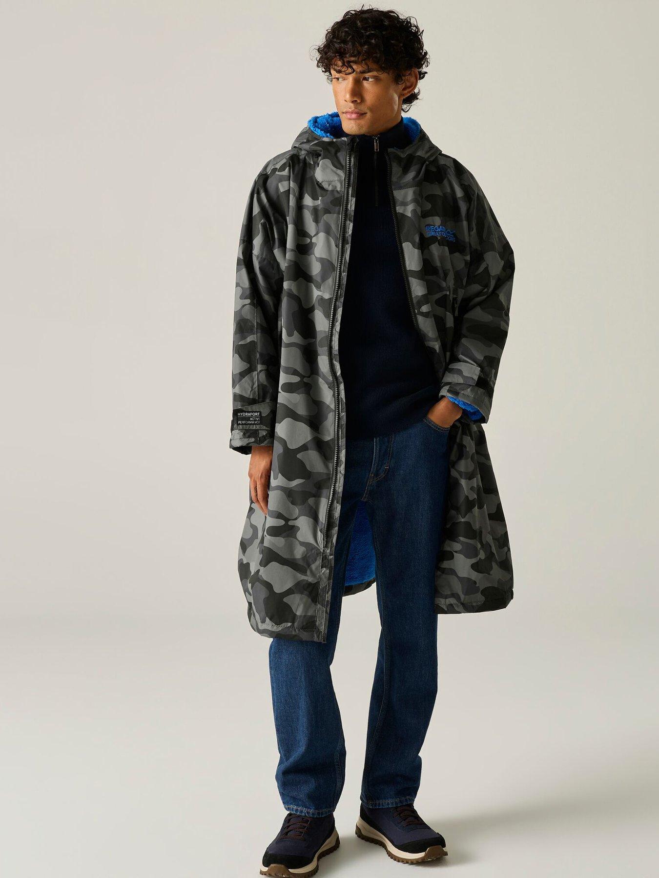 Regatta Adult Waterproof Changing Robe -grey Camo/sonic Blue