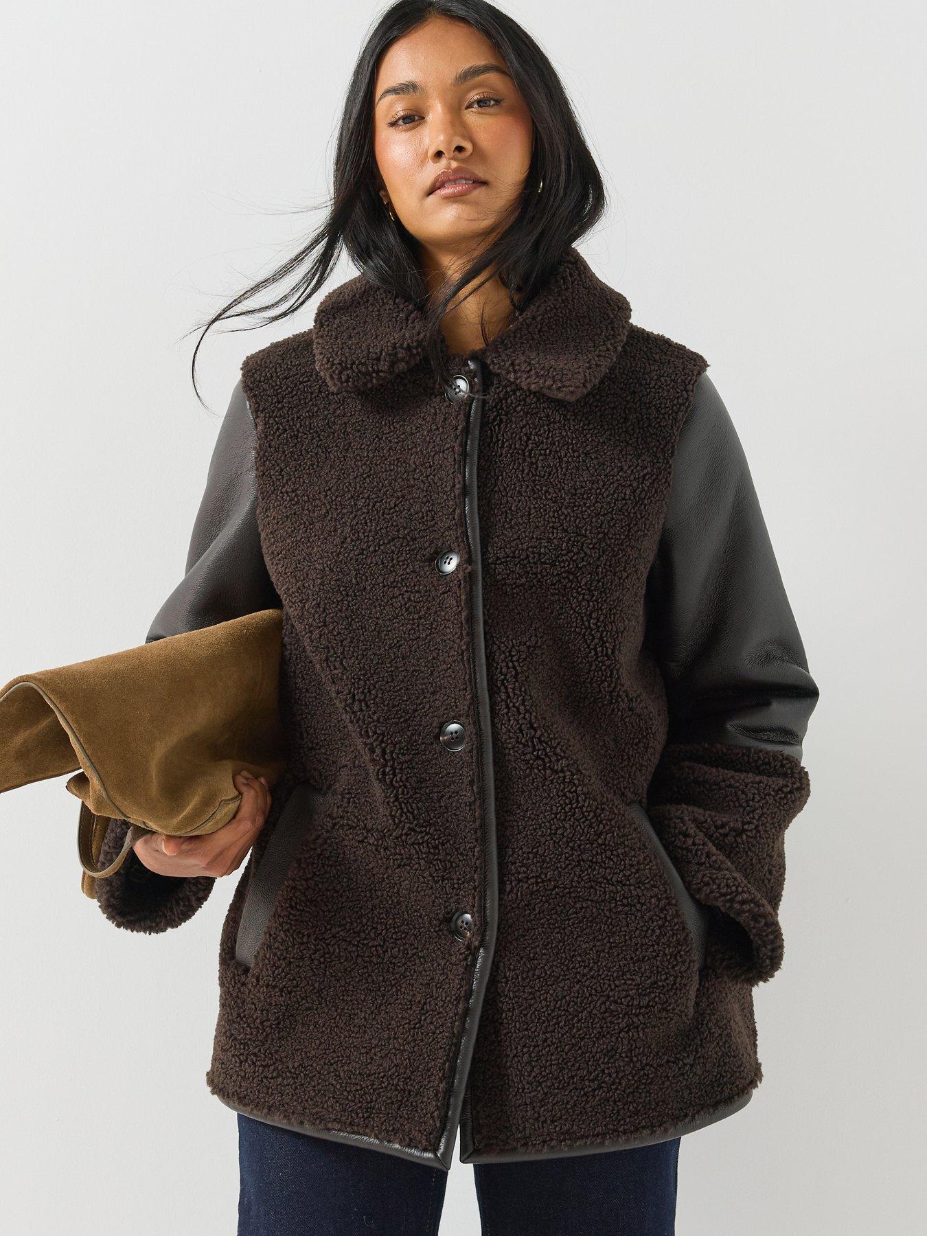 Image 1 of 6 of Vero Moda Vmmocha Teddy Coated Jacket