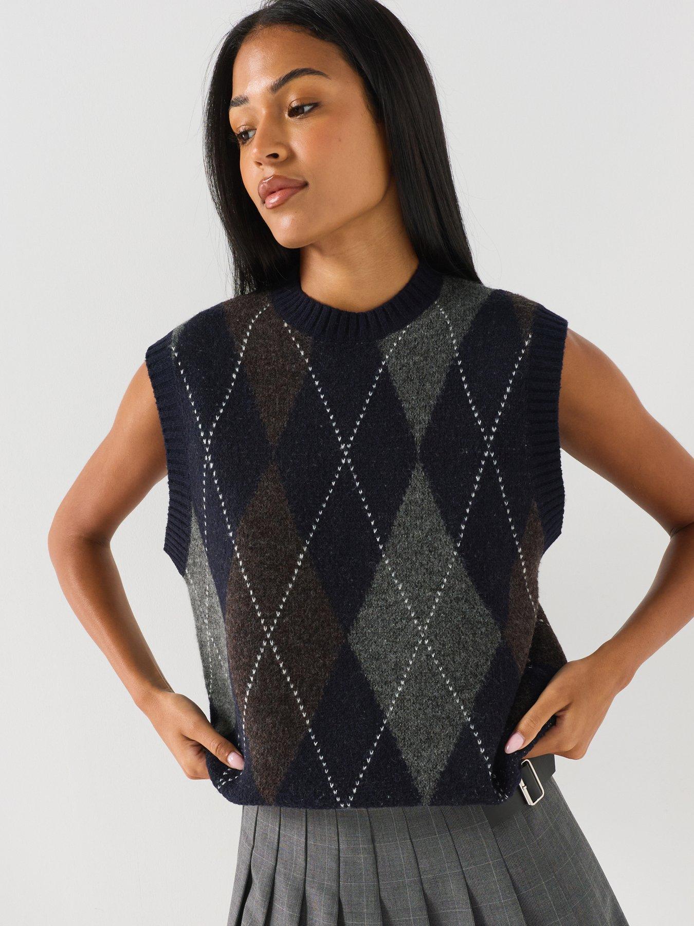 Image 1 of 5 of Only Rhombus Harlequin Knit Vest
