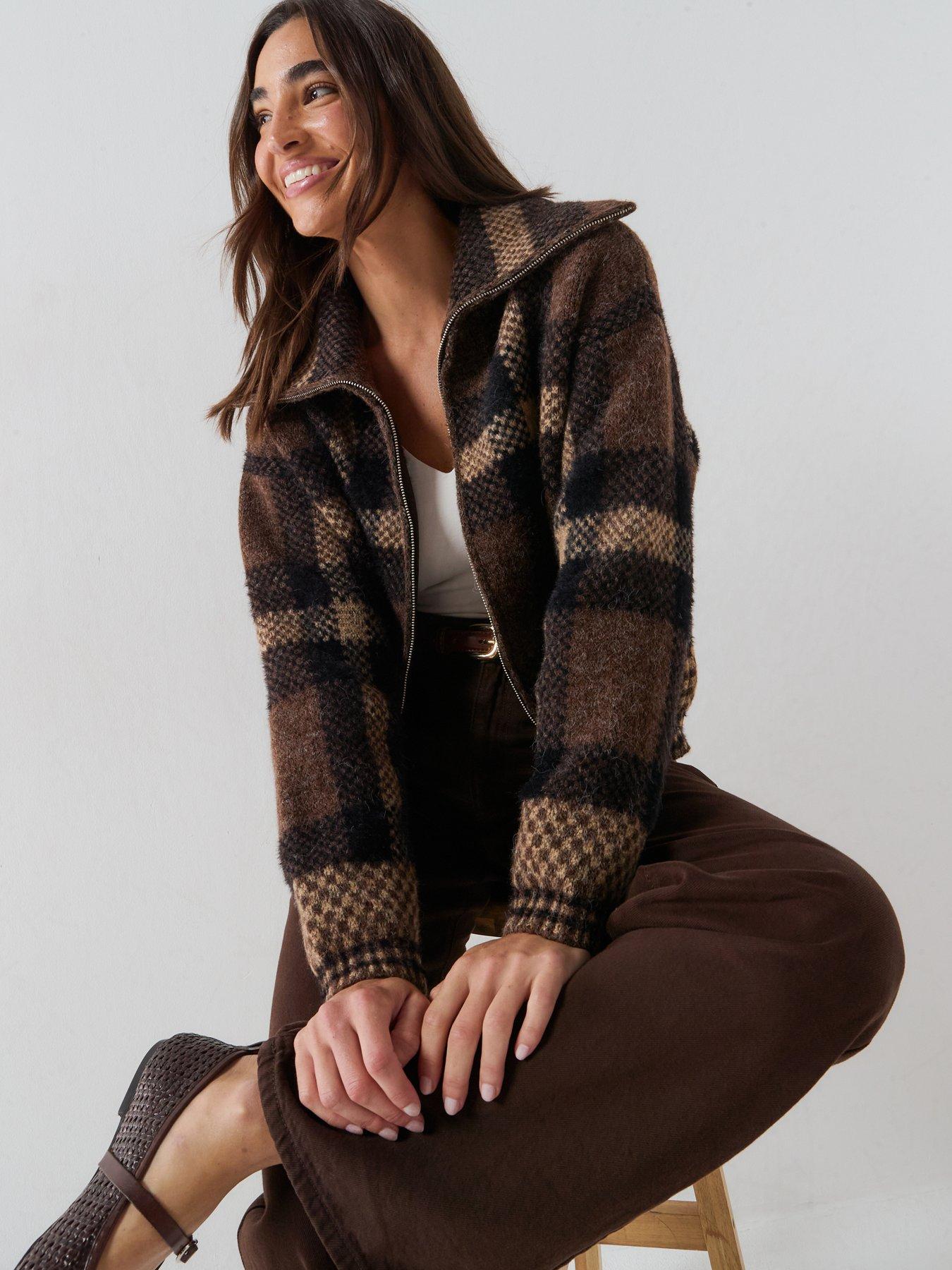 Image 1 of 6 of Only Womens ONLMaroon Zip Through High Neck Cardigan - Black