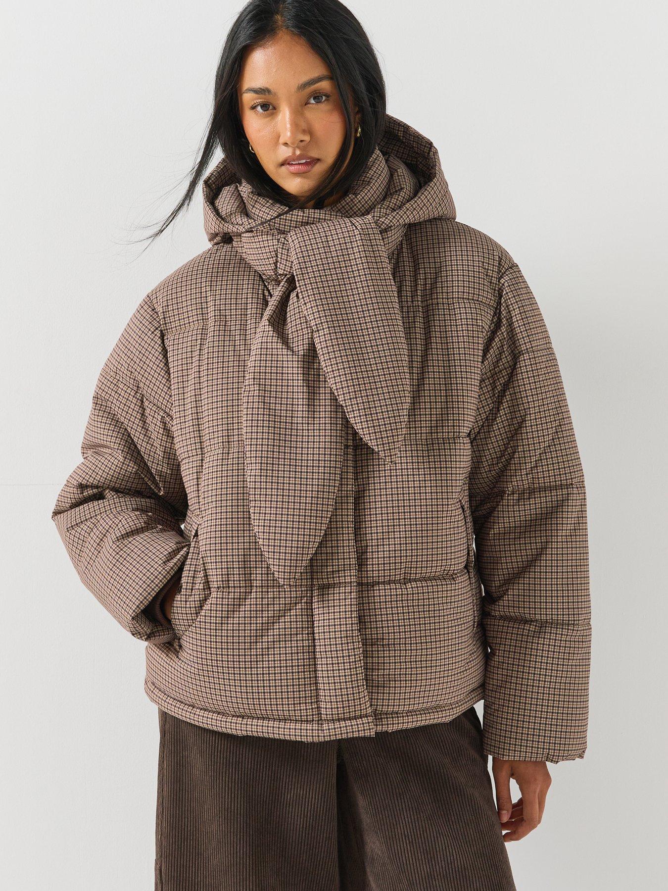 Image 1 of 6 of Only Mia Check Scarf Puffer Jacket