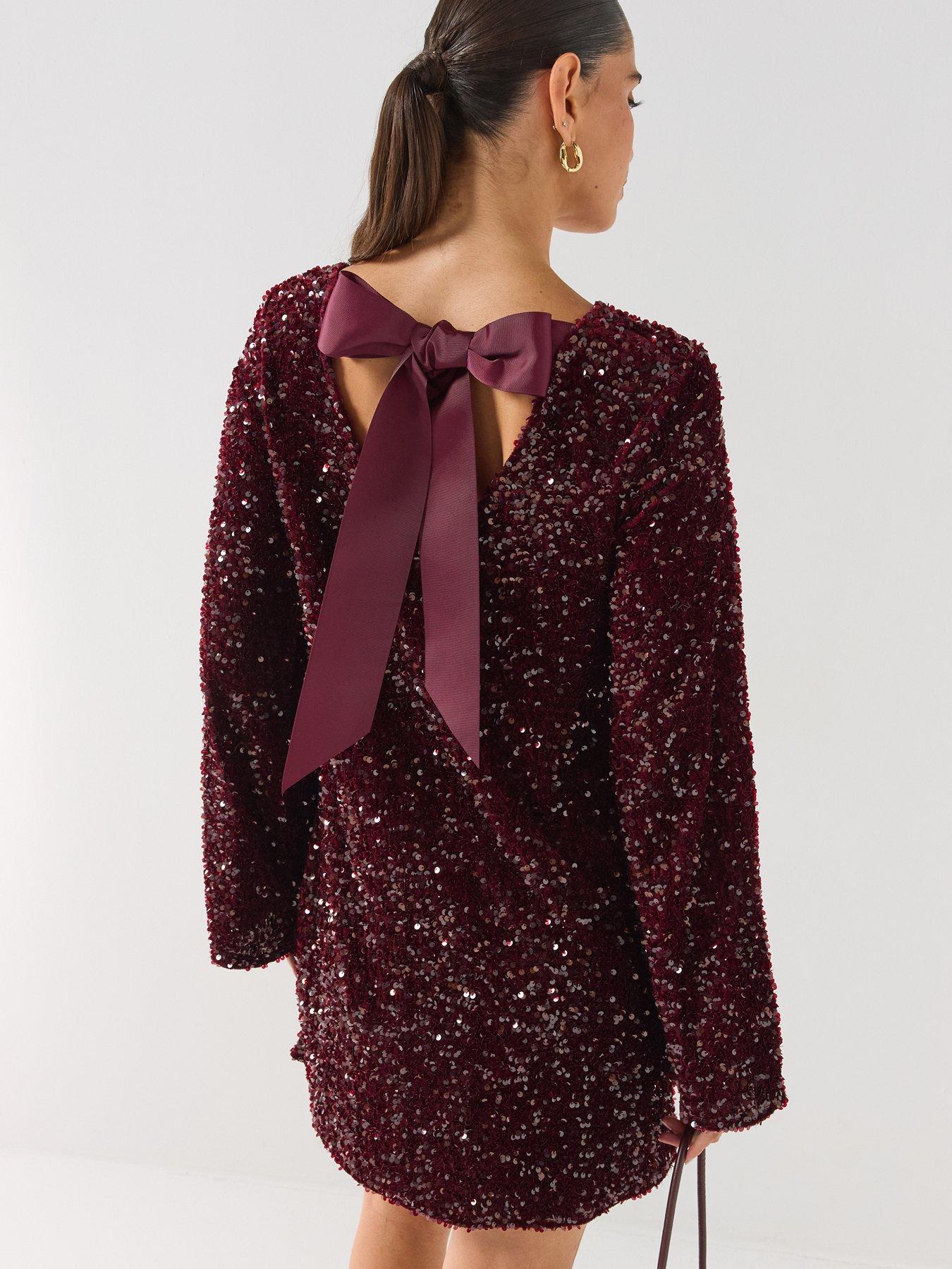 Image 1 of 6 of PIECES Kammy Bow Back Mini Dress
