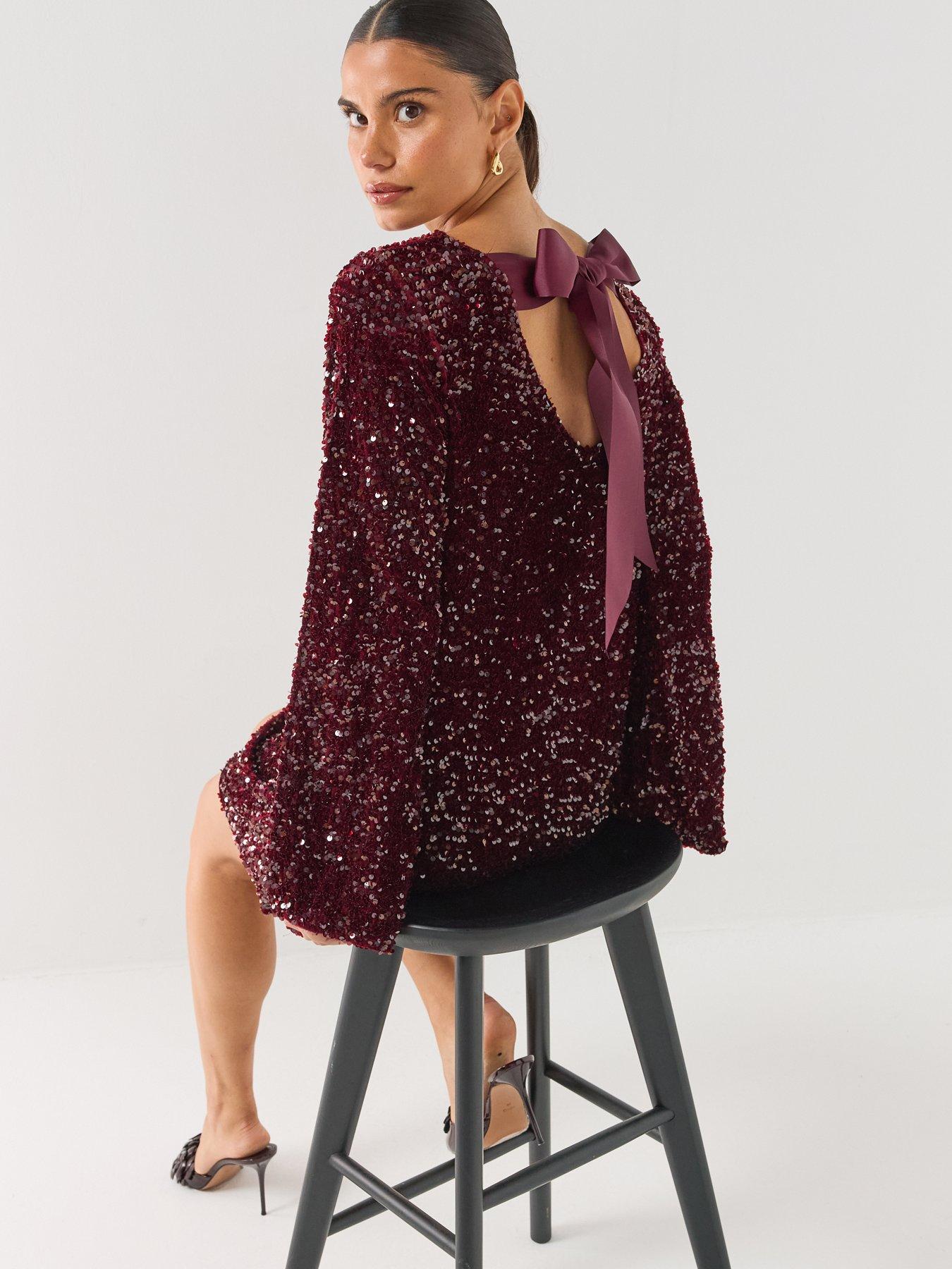 Image 4 of 6 of PIECES Kammy Bow Back Mini Dress