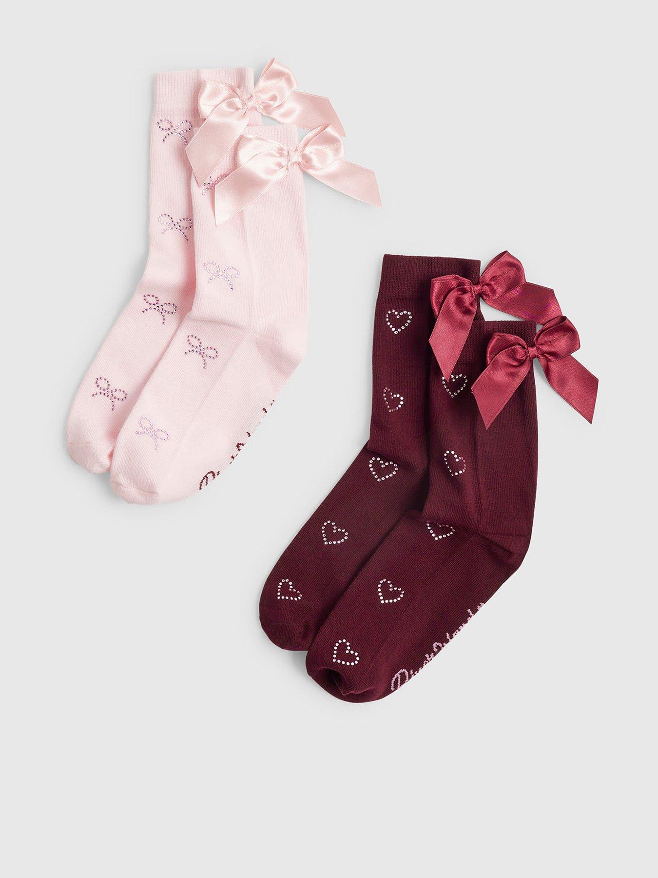 River Island Girls Monogram Pack Of 2 Ankle Socks - Pink