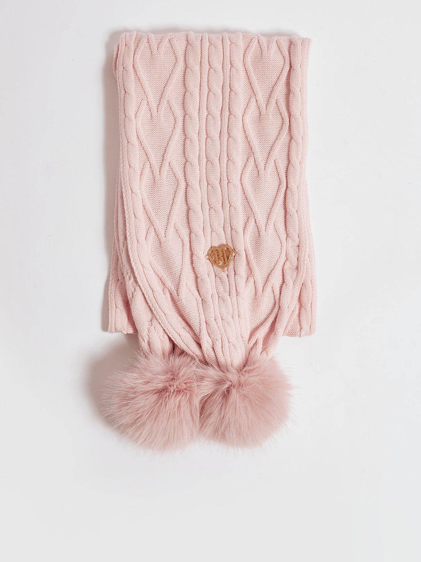 River Island Girls Knitted Pom Scarf - Pink